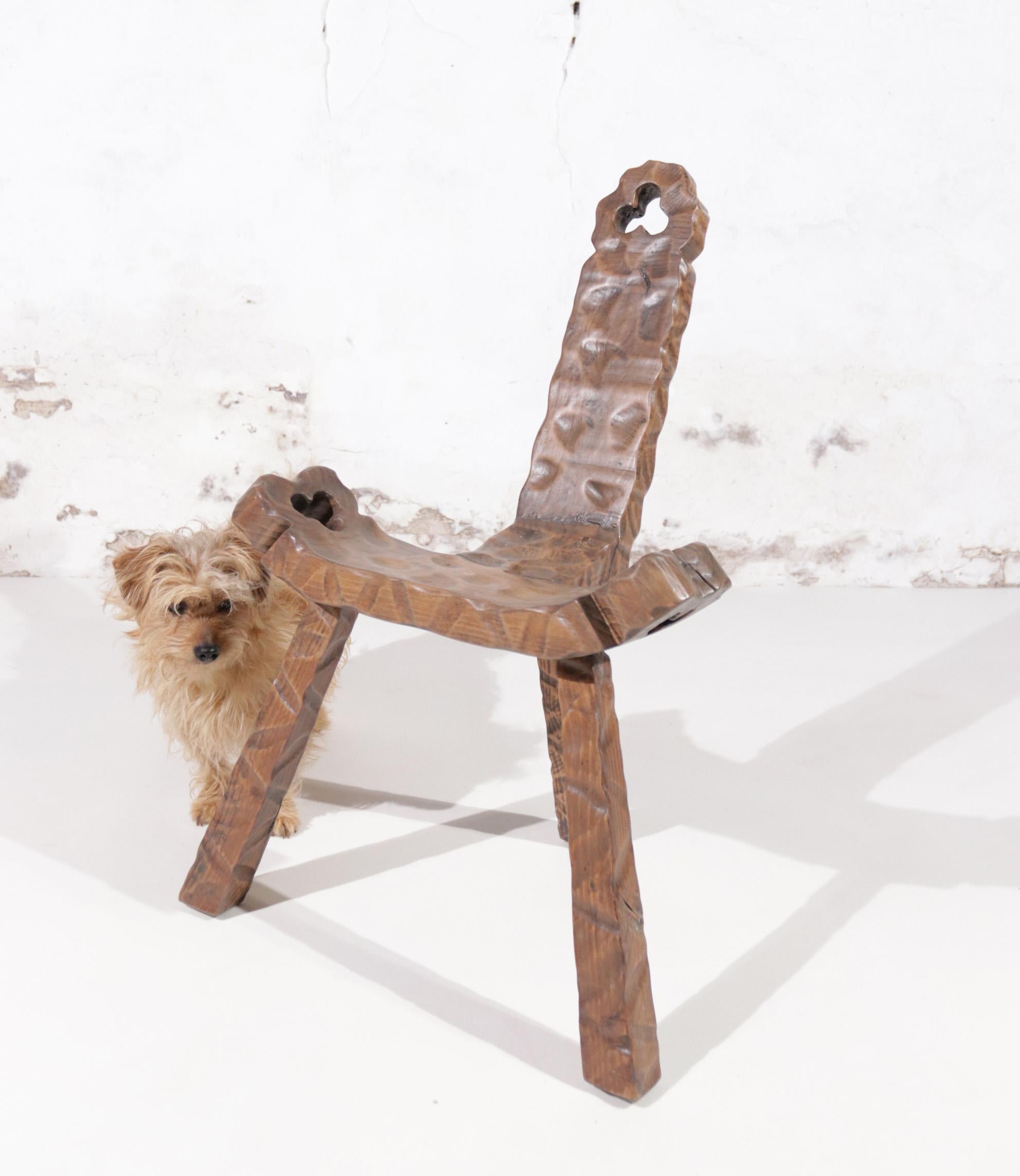 Brutalist Spanish Mid-Century Sculptural Tripod Chair '50 For Sale 1