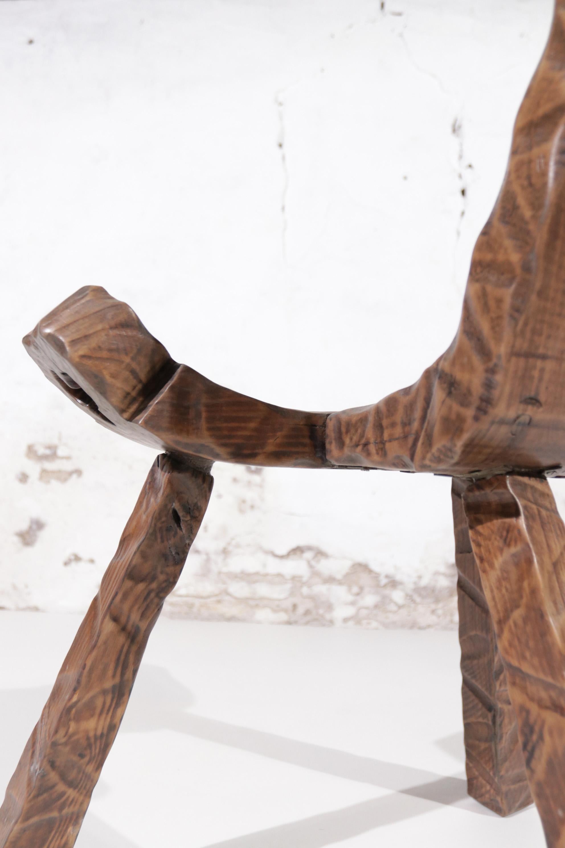 Brutalist Spanish Mid-Century Sculptural Tripod Chair '50 For Sale 4