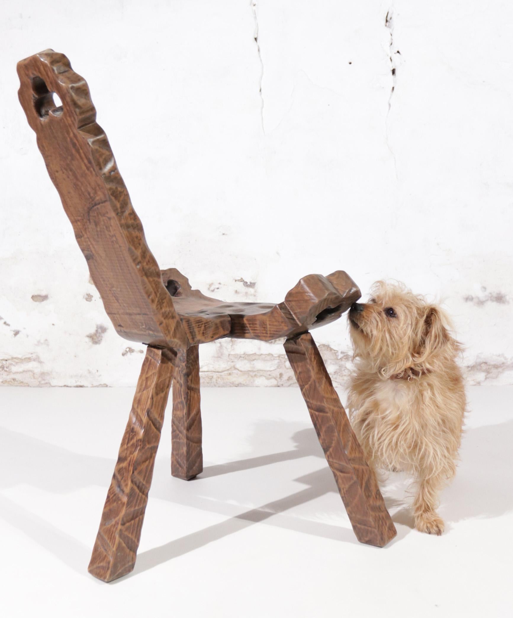 Brutalist Spanish Mid-Century Sculptural Tripod Chair '50 For Sale 3