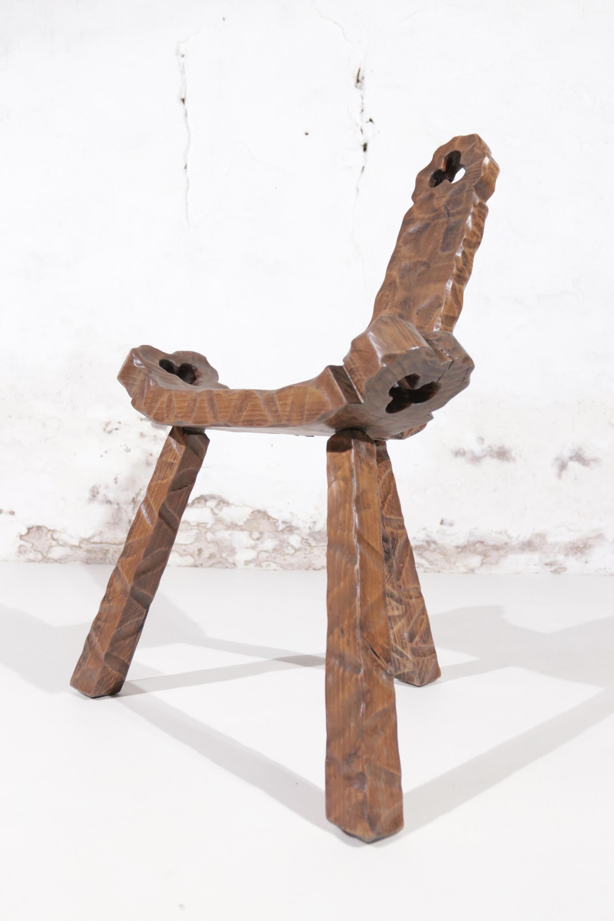 Brutalist Spanish Mid-Century Sculptural Tripod Chair '50 For Sale 7