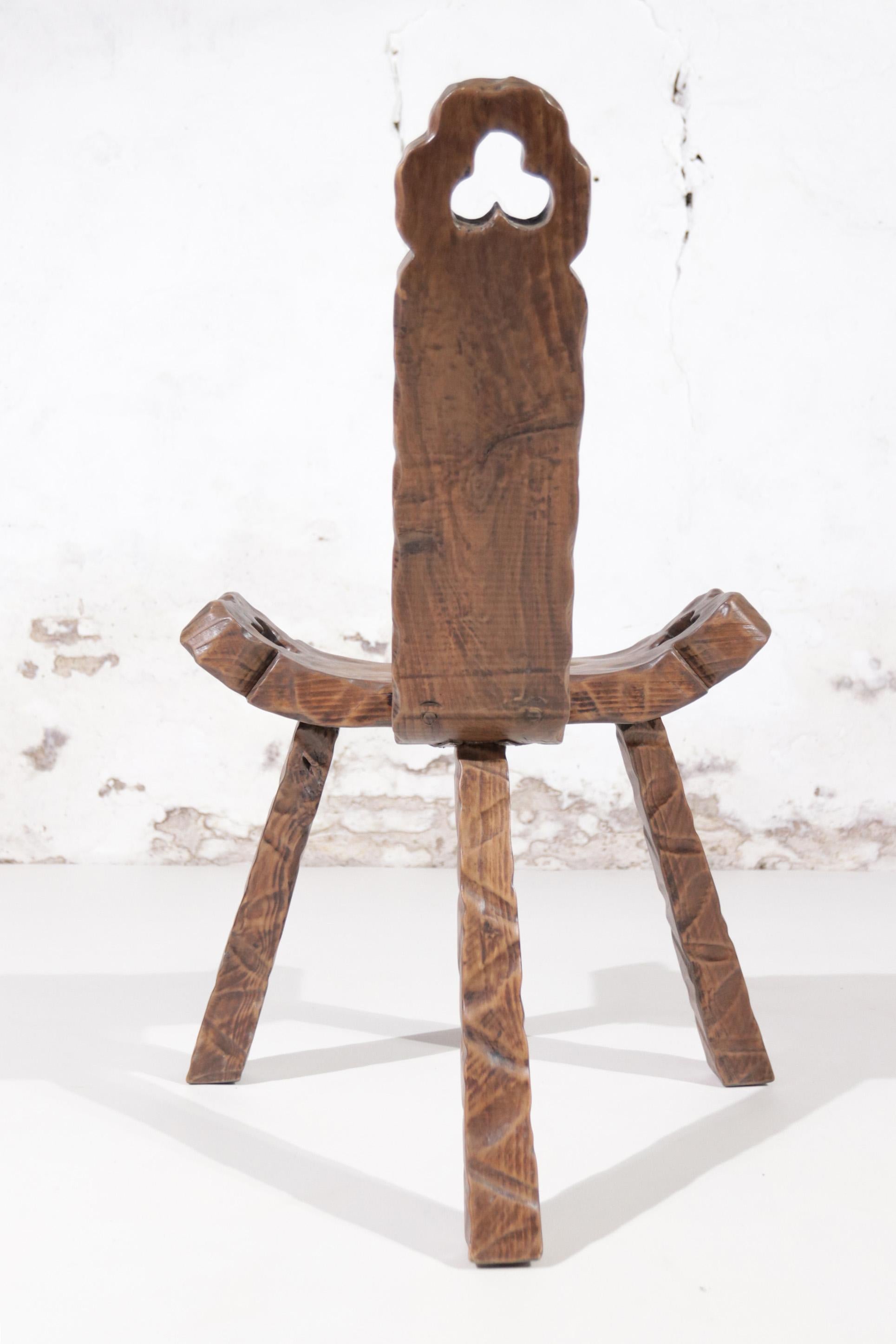 Brutalist Spanish Mid-Century Sculptural Tripod Chair '50 For Sale 8