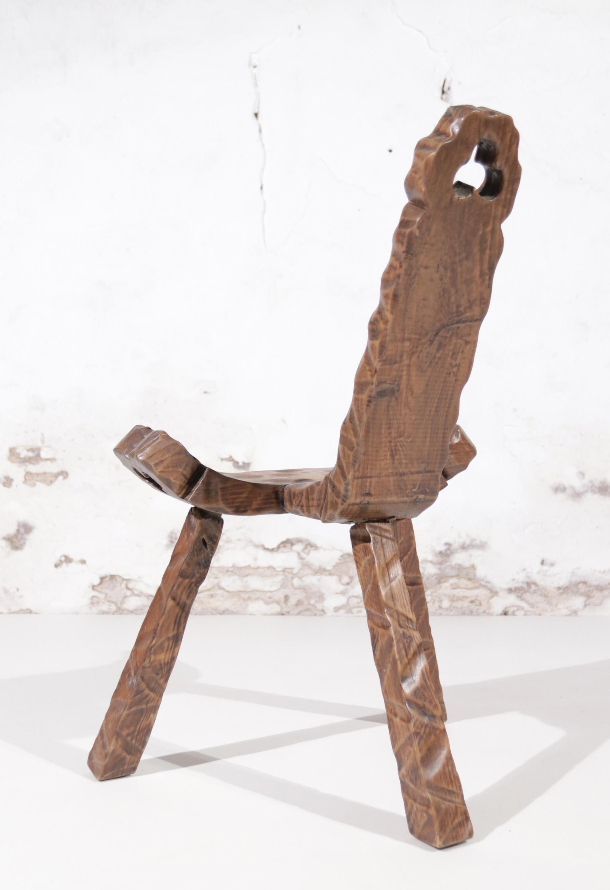Brutalist Spanish Mid-Century Sculptural Tripod Chair '50 For Sale 11