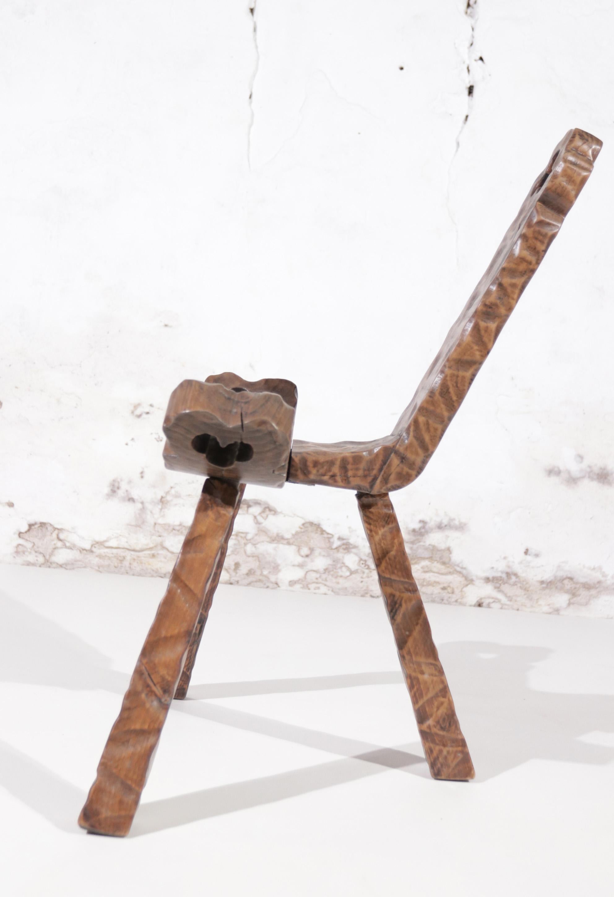Brutalist Spanish Mid-Century Sculptural Tripod Chair '50 For Sale 11