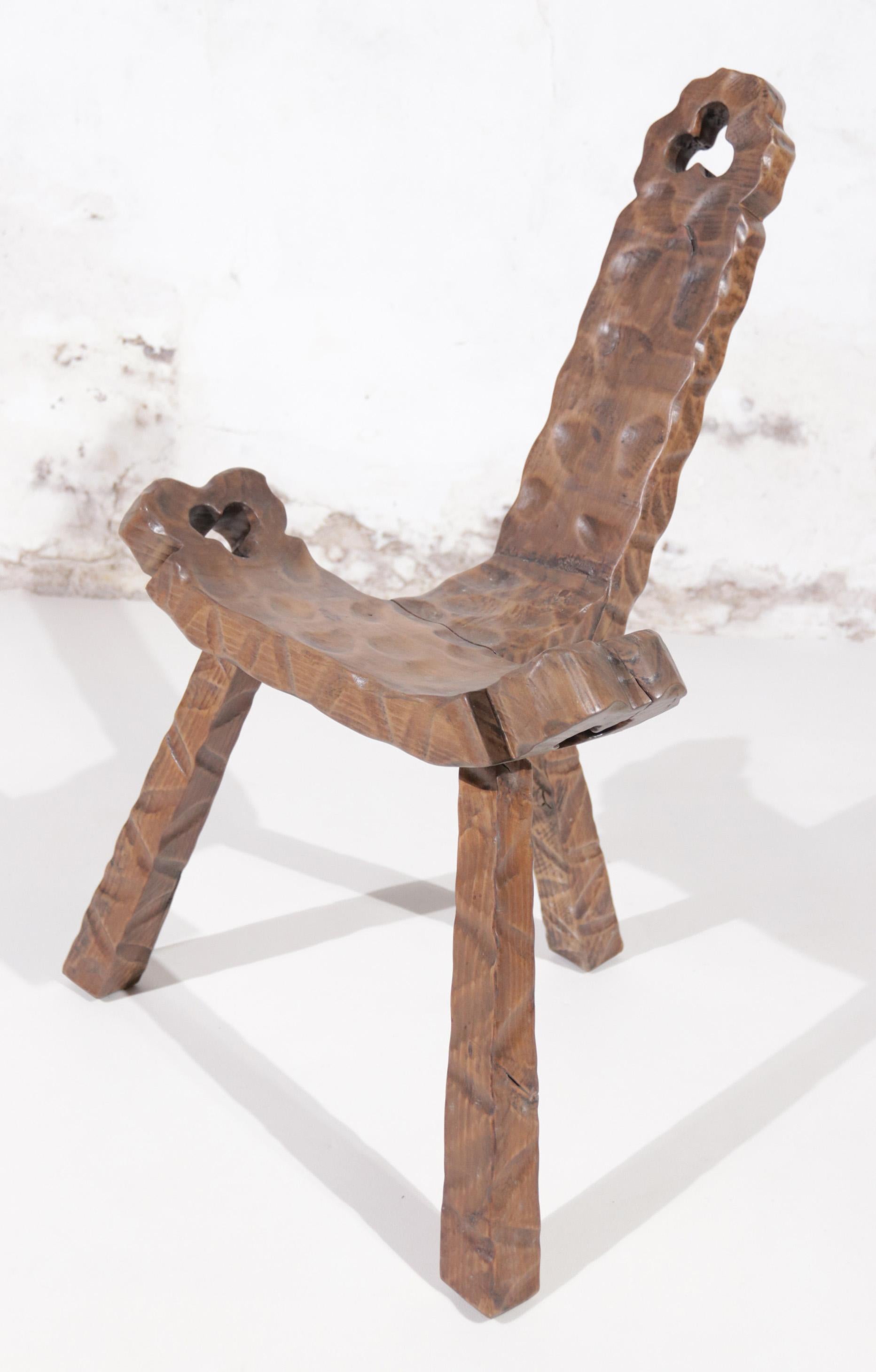 Mid-20th Century Brutalist Spanish Mid-Century Sculptural Tripod Chair '50 For Sale