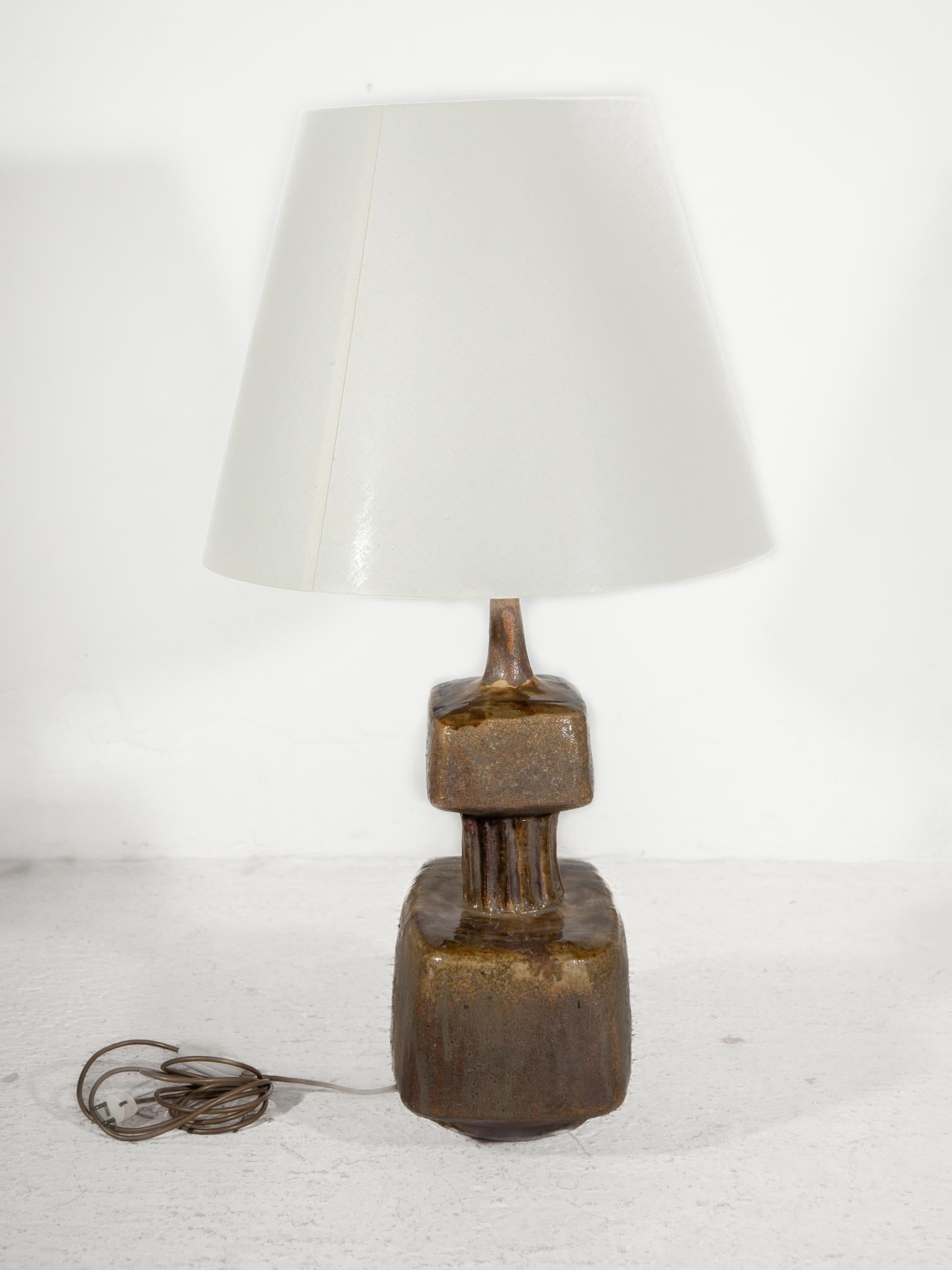 Lampadaire et lampe de table brutaliste en céramique émaillée, 1970 Bon état - En vente à Antwerp, BE