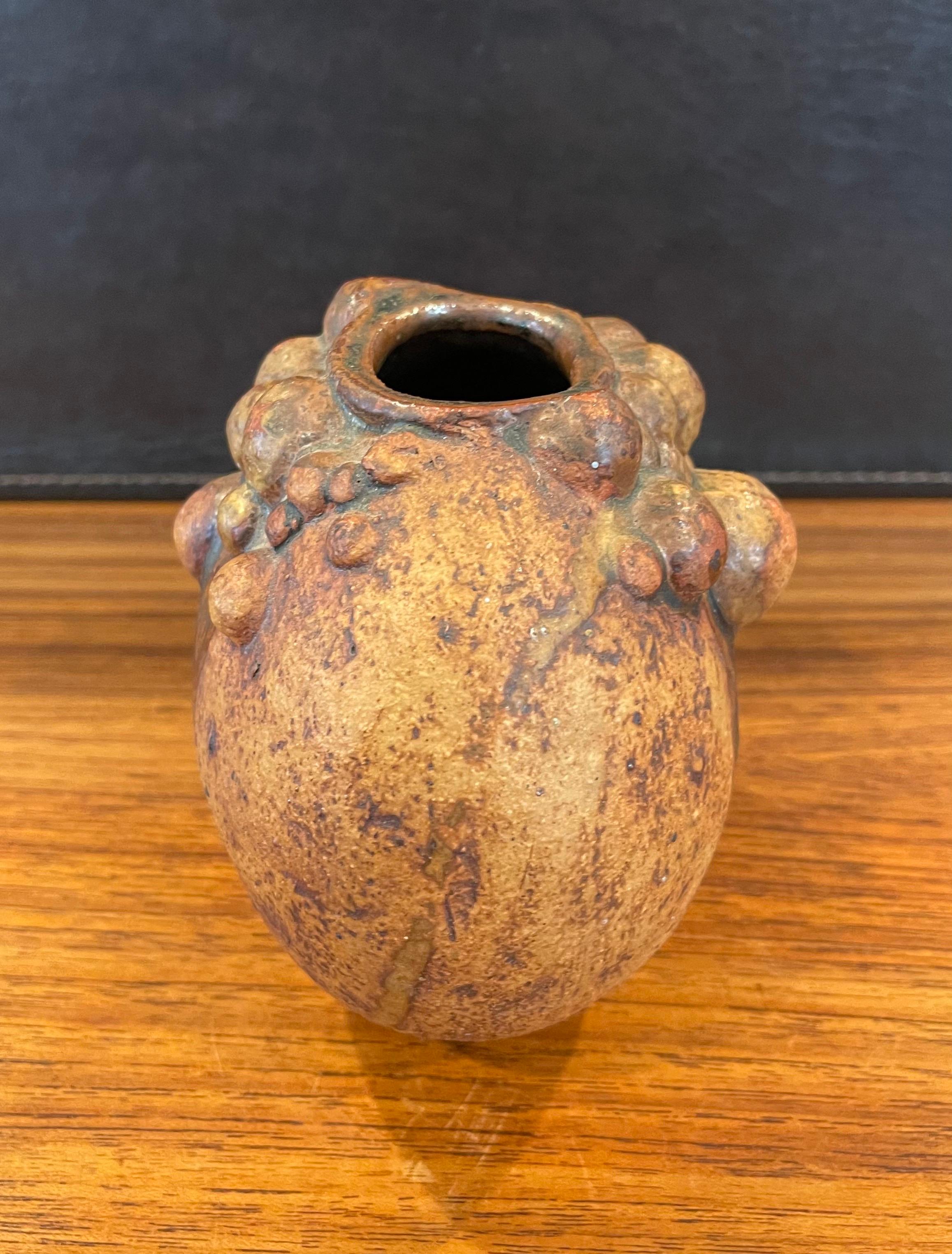 Brutalist Earthenware Pottery Vase by Bernard Rooke In Good Condition For Sale In San Diego, CA