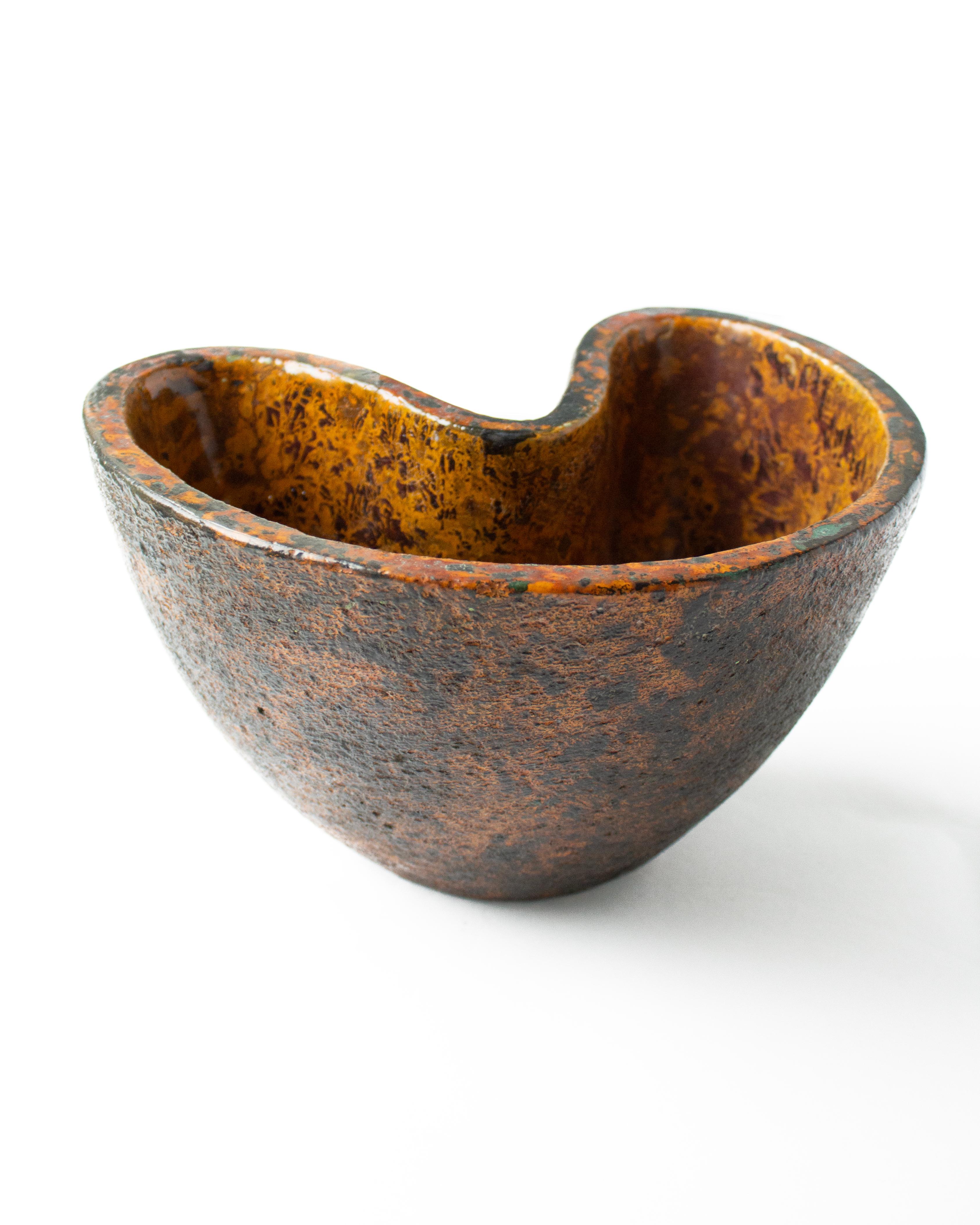 Brutalist Earthenware Vase in Yellow, and Orange by Hans Hedberg, Biot France In Good Condition For Sale In Stockholm, SE