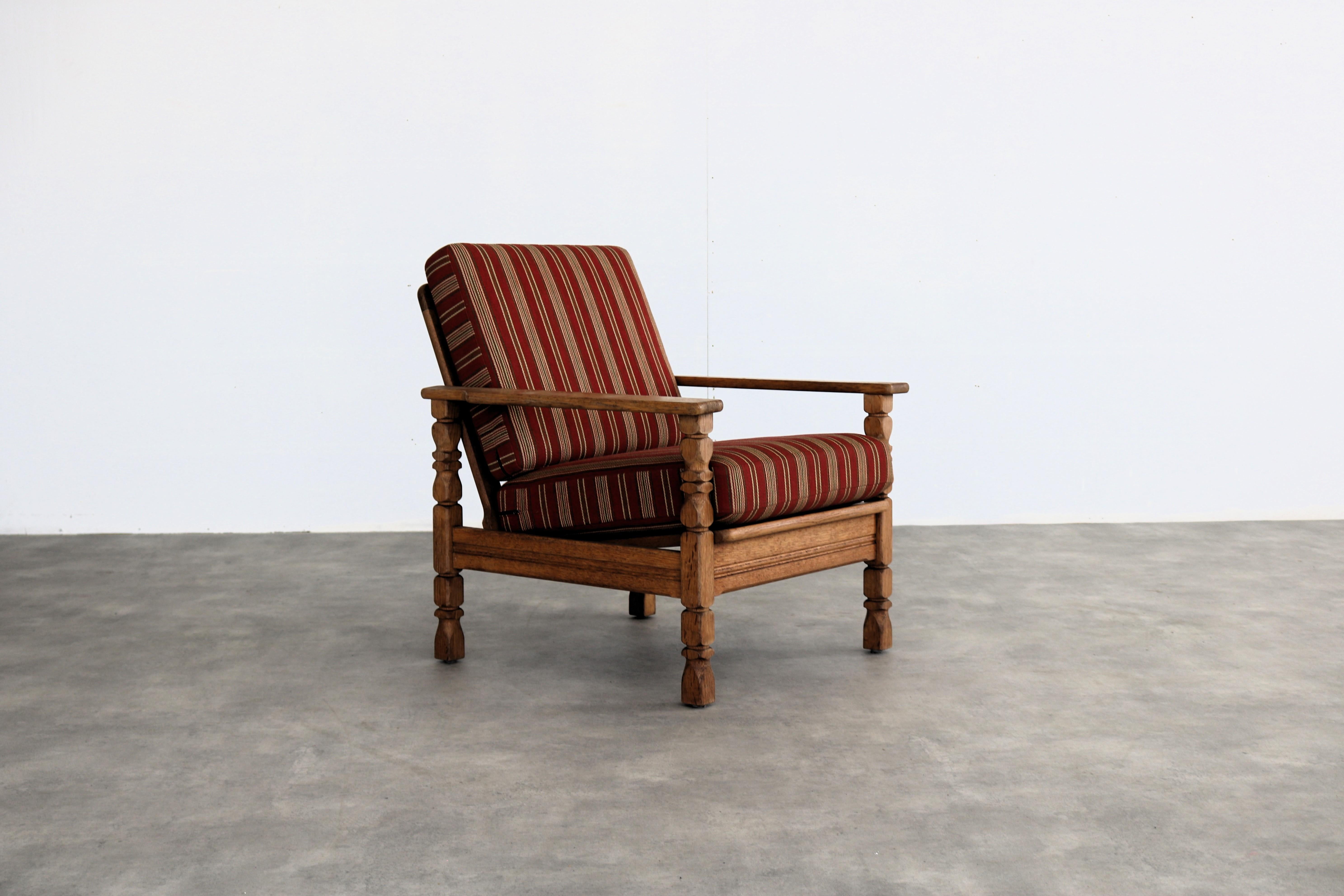 Danish brutalist easy chair  vintage armchair  1960s  oak For Sale