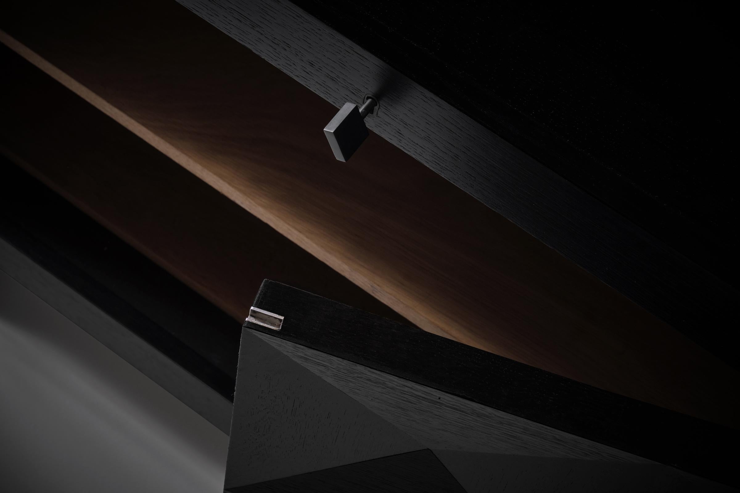 Brutalist Ebonized Oak Sideboard by J. Batenburg For MI, Belgium 1969 3
