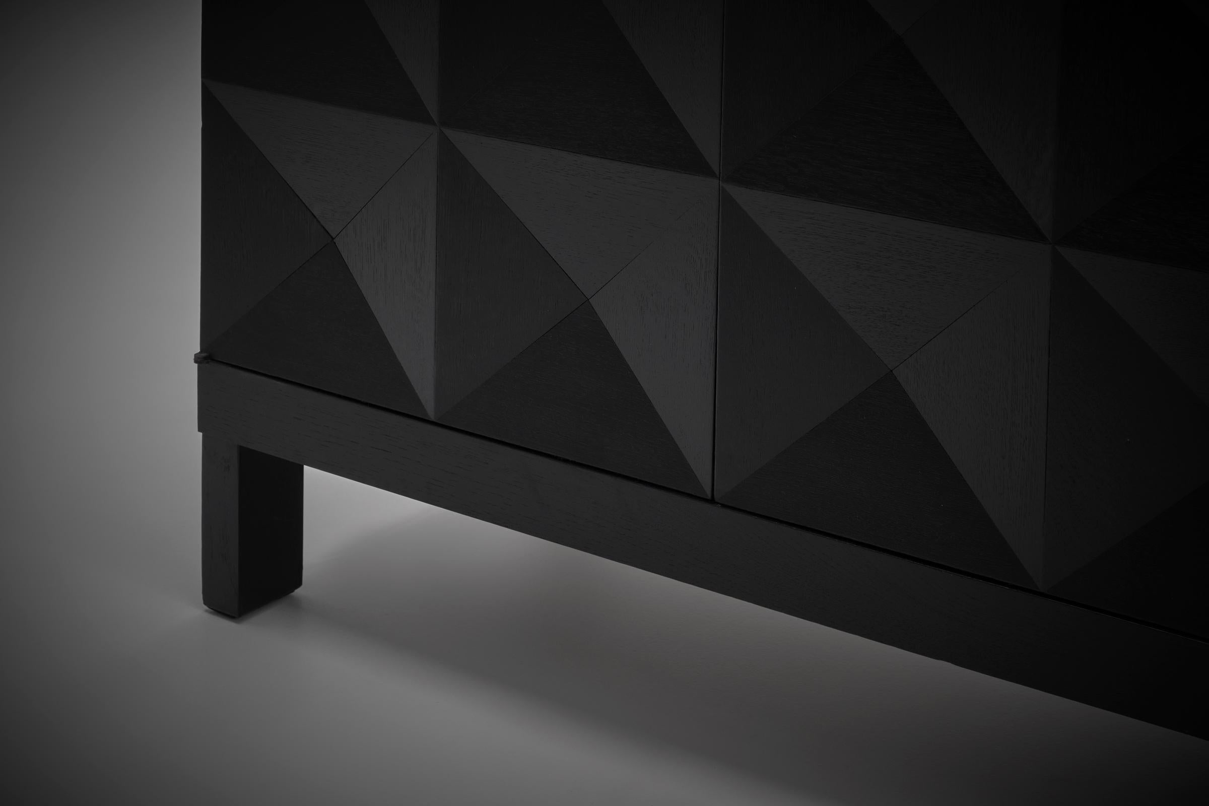 Belgian Brutalist Ebonized Oak Sideboard by J. Batenburg For MI, Belgium 1969