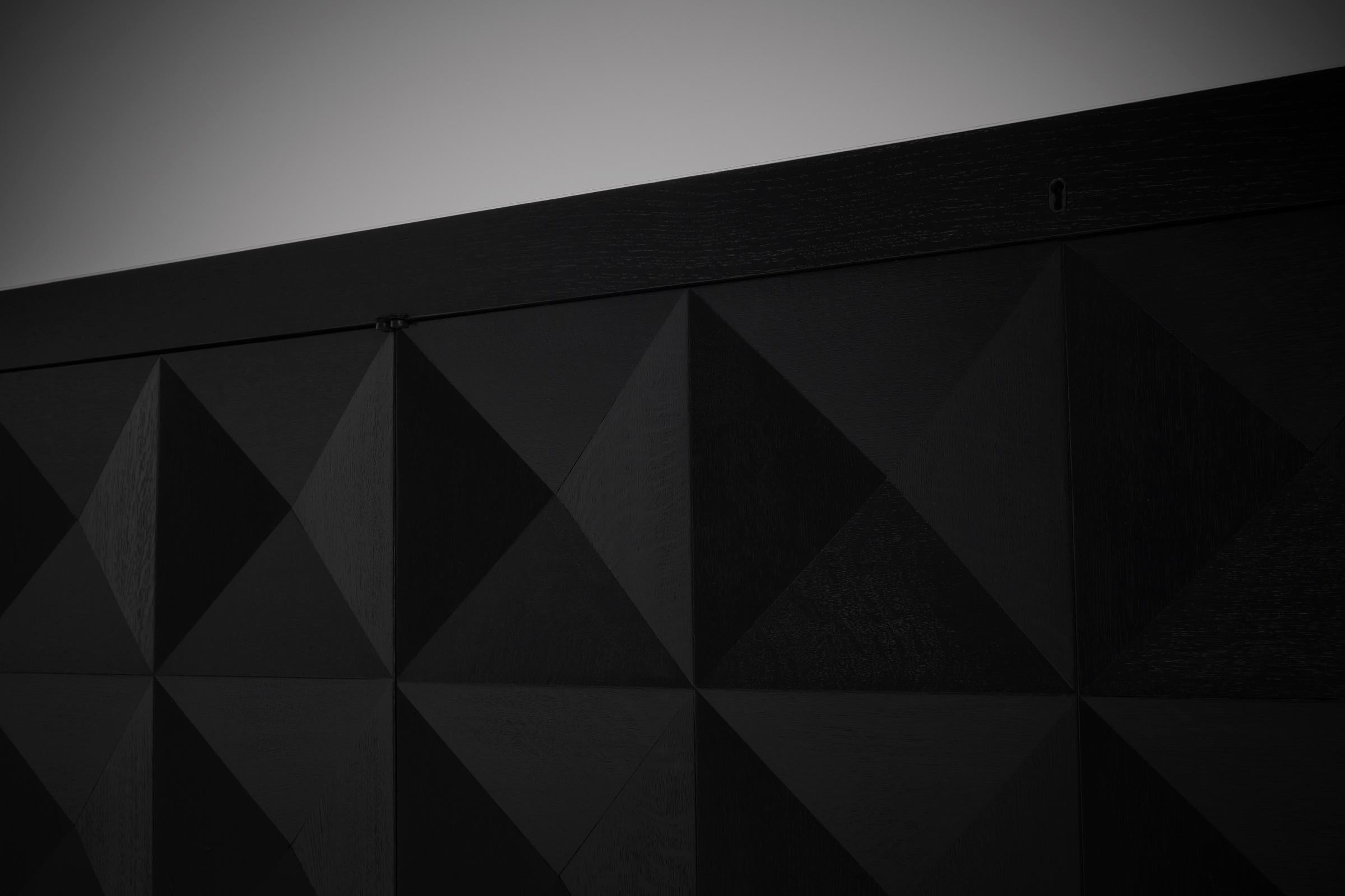 Brutalist Ebonized Oak Sideboard by J. Batenburg For MI, Belgium 1969 1