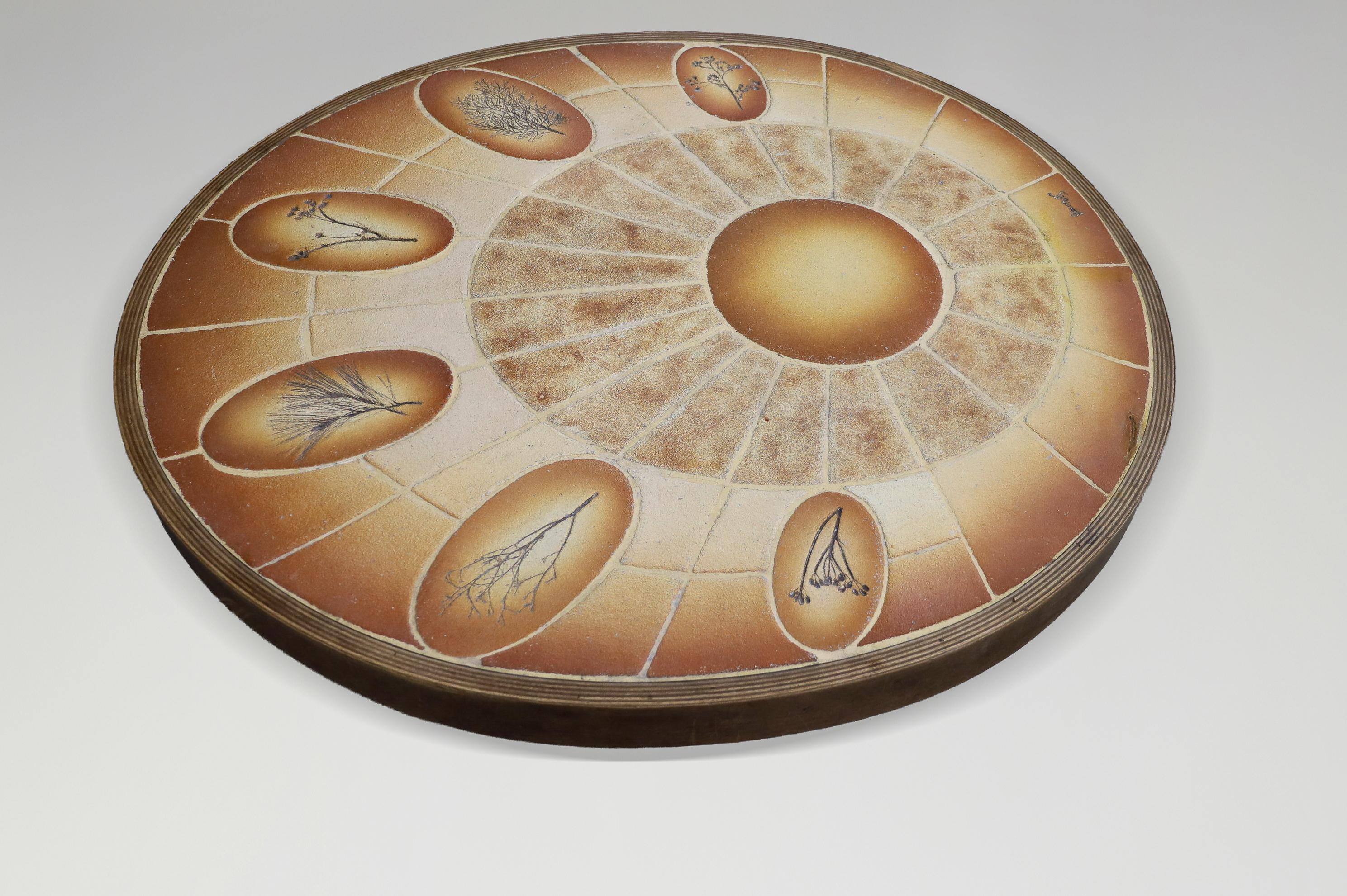 Brutalist Egg-Shaped Vallauris Ceramic Coffee Table by Barrois, France, 1960s For Sale 7
