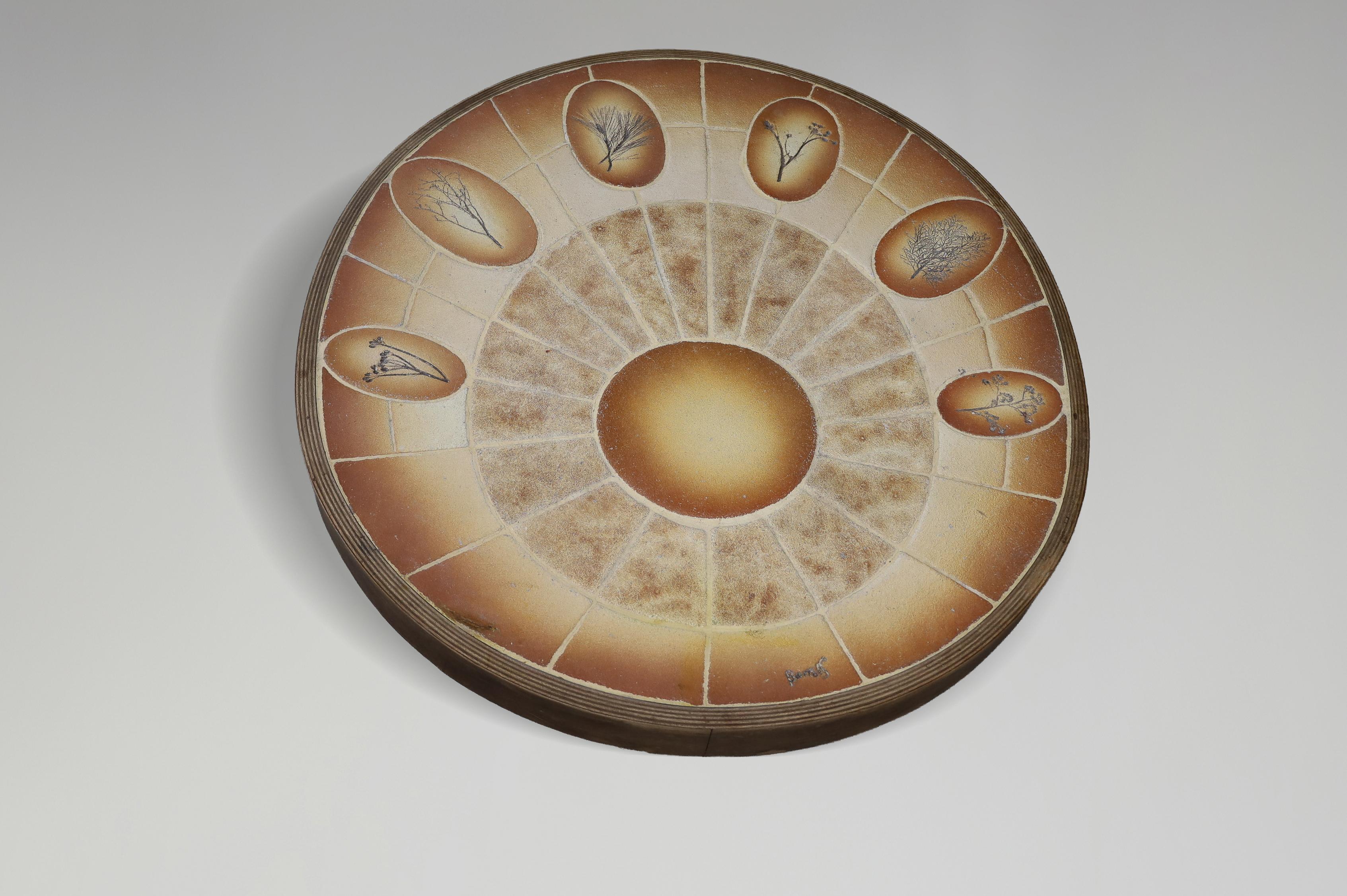Brutalist Egg-Shaped Vallauris Ceramic Coffee Table by Barrois, France, 1960s For Sale 8