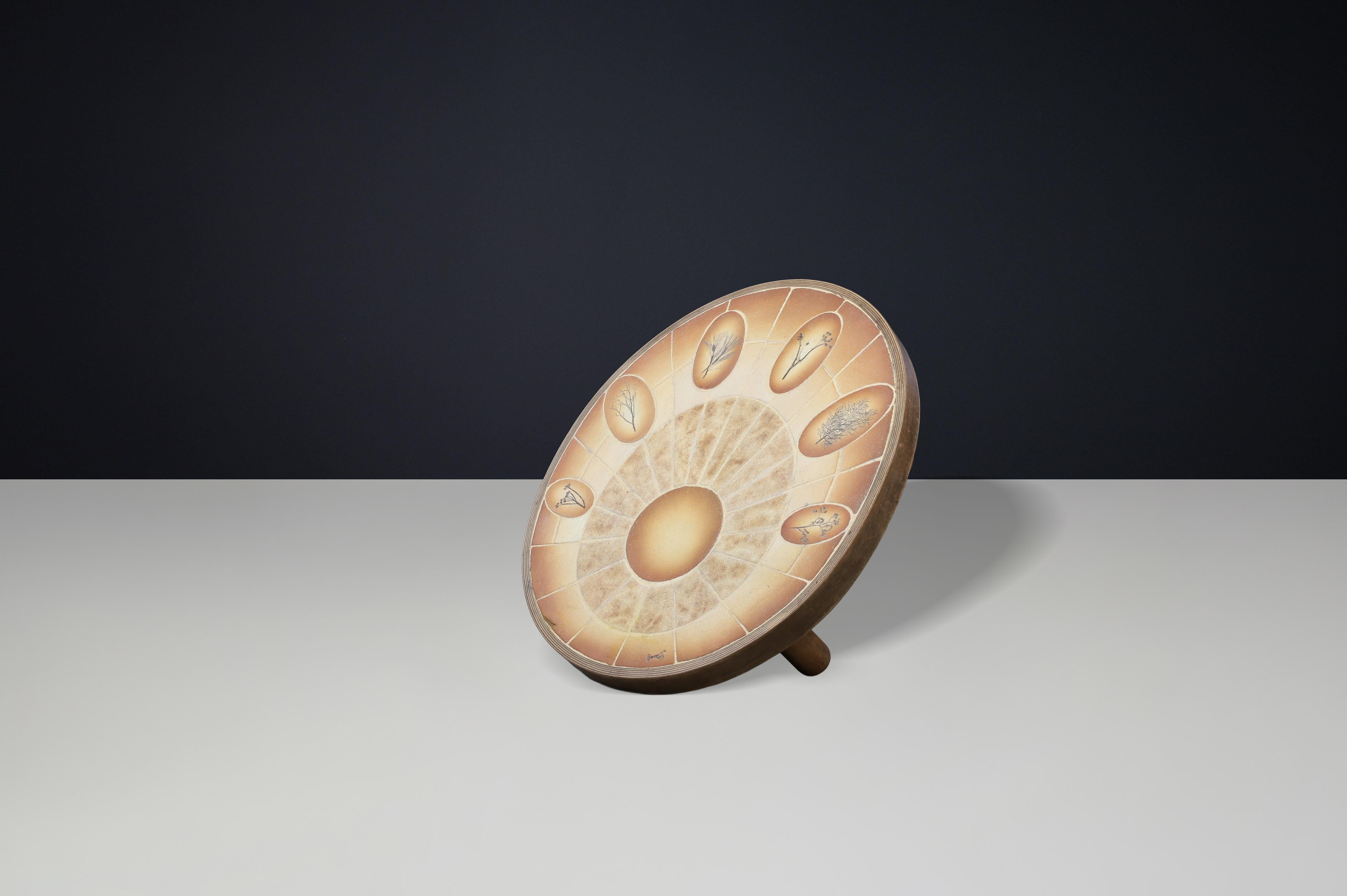 Brutalist Egg-Shaped Vallauris Ceramic Coffee Table by Barrois, France, 1960s

A striking mid-century Brutalist ceramic coffee table designed and signed by Barrois, Vallauris, France, circa 1960s. The circular, egg-inspired top showcases a stunning