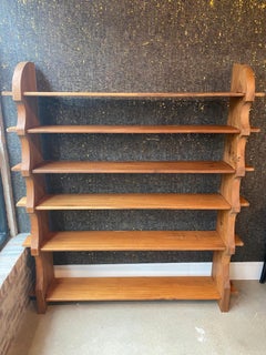 Brutalist Elm Bookshelf, France, 1960's