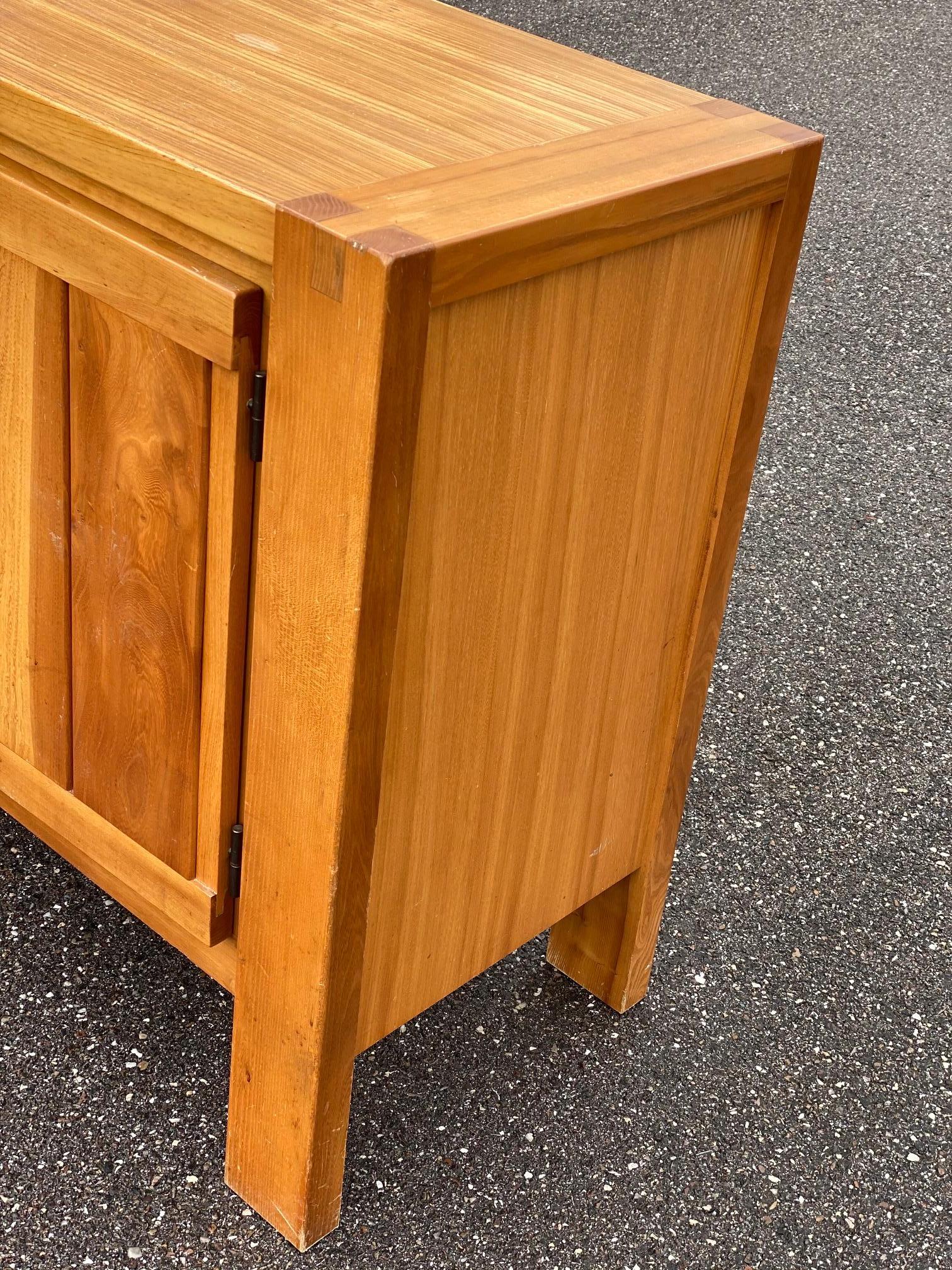 Mid-Century Modern Brutalist Elm Buffet by Maison Monopoly For Sale