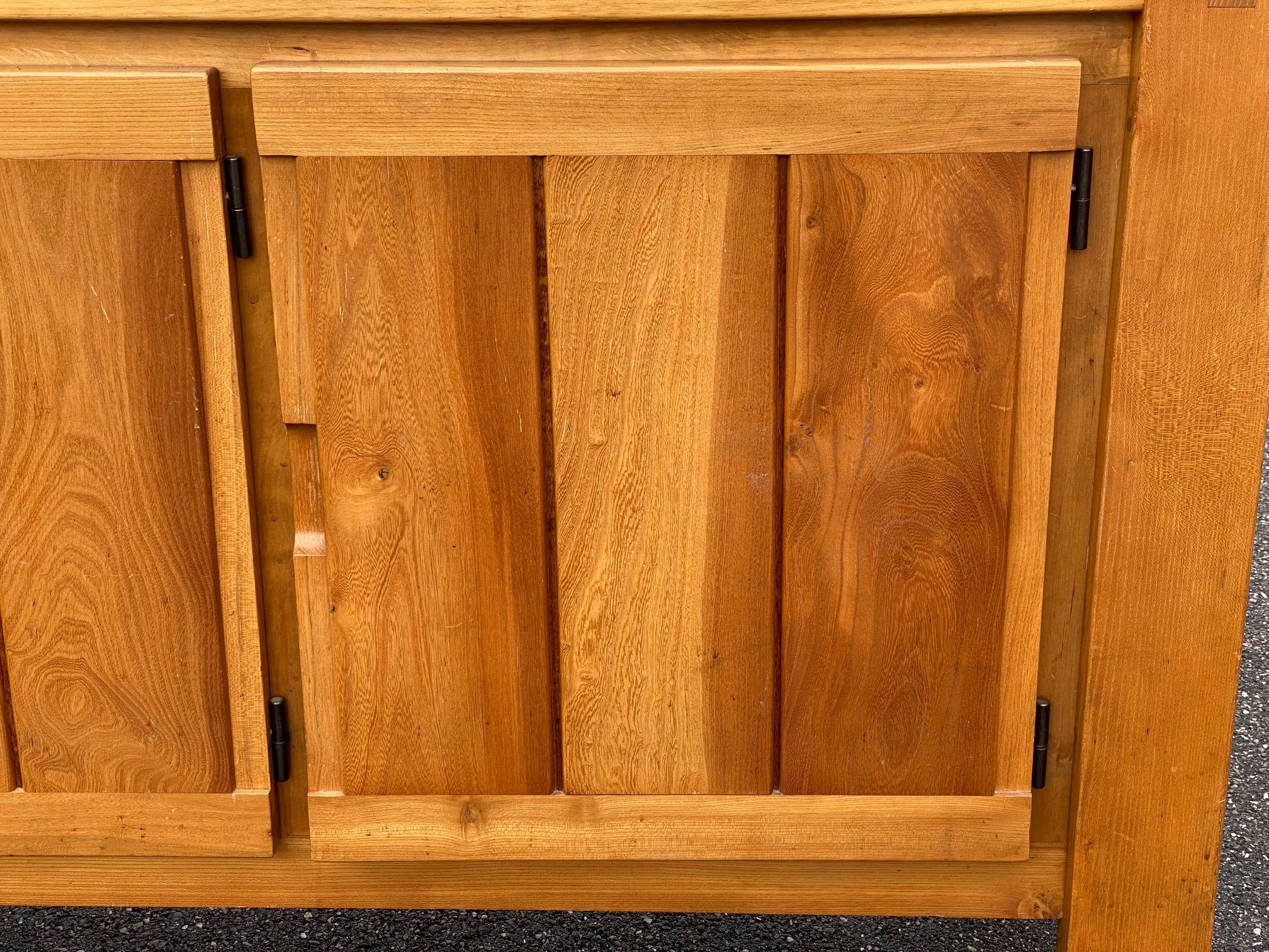 French Brutalist Elm Buffet by Maison Monopoly For Sale