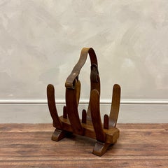 Portariviste brutalista in olmo di Jacques Adnet, 1950 circa.