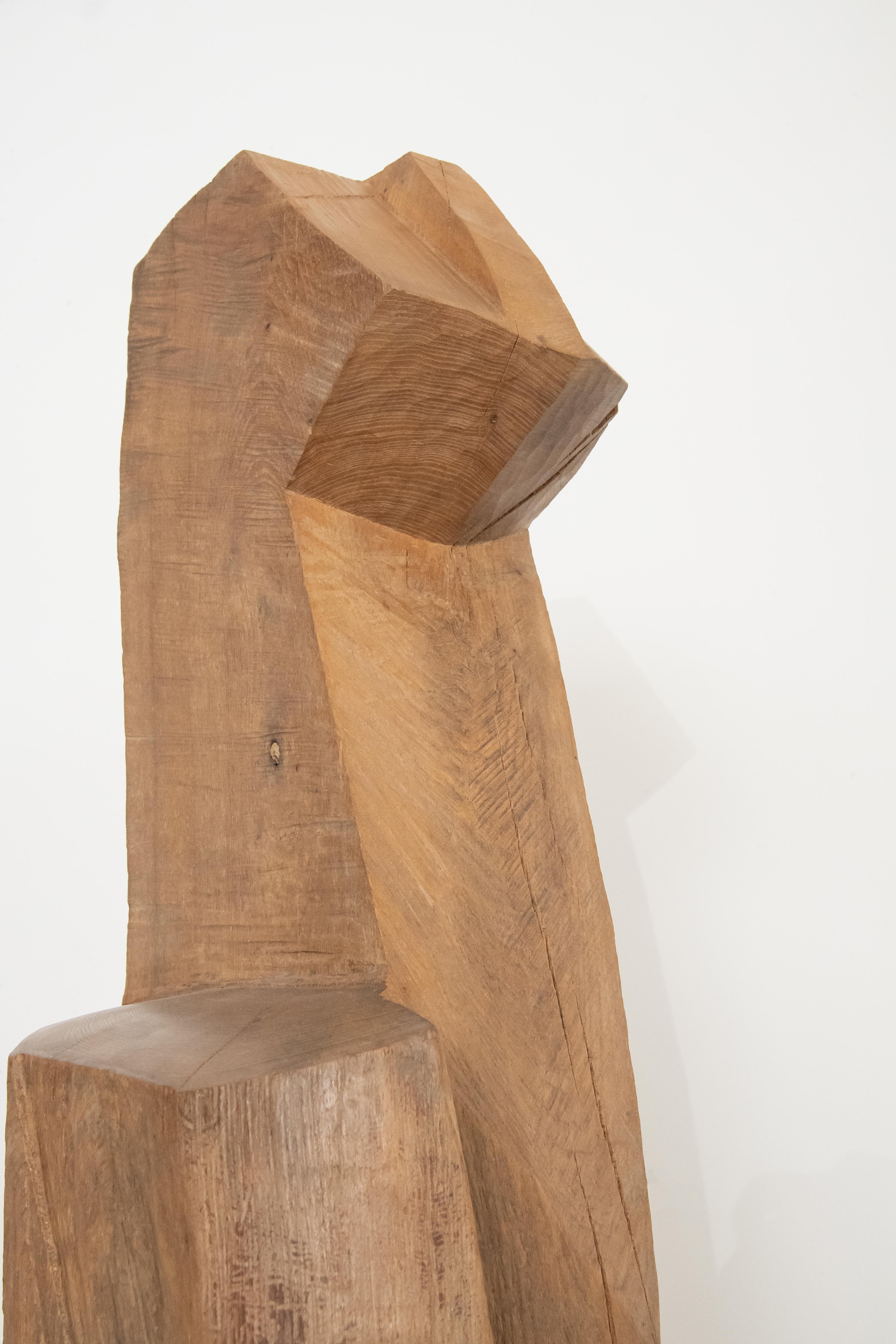 French Brutalist Elm Totem Sculpture by Sebastien Touret, France For Sale