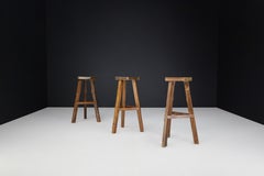 Brutalist Elm Wood Bar Stools by Olavi Hänninen, Finland 1960s