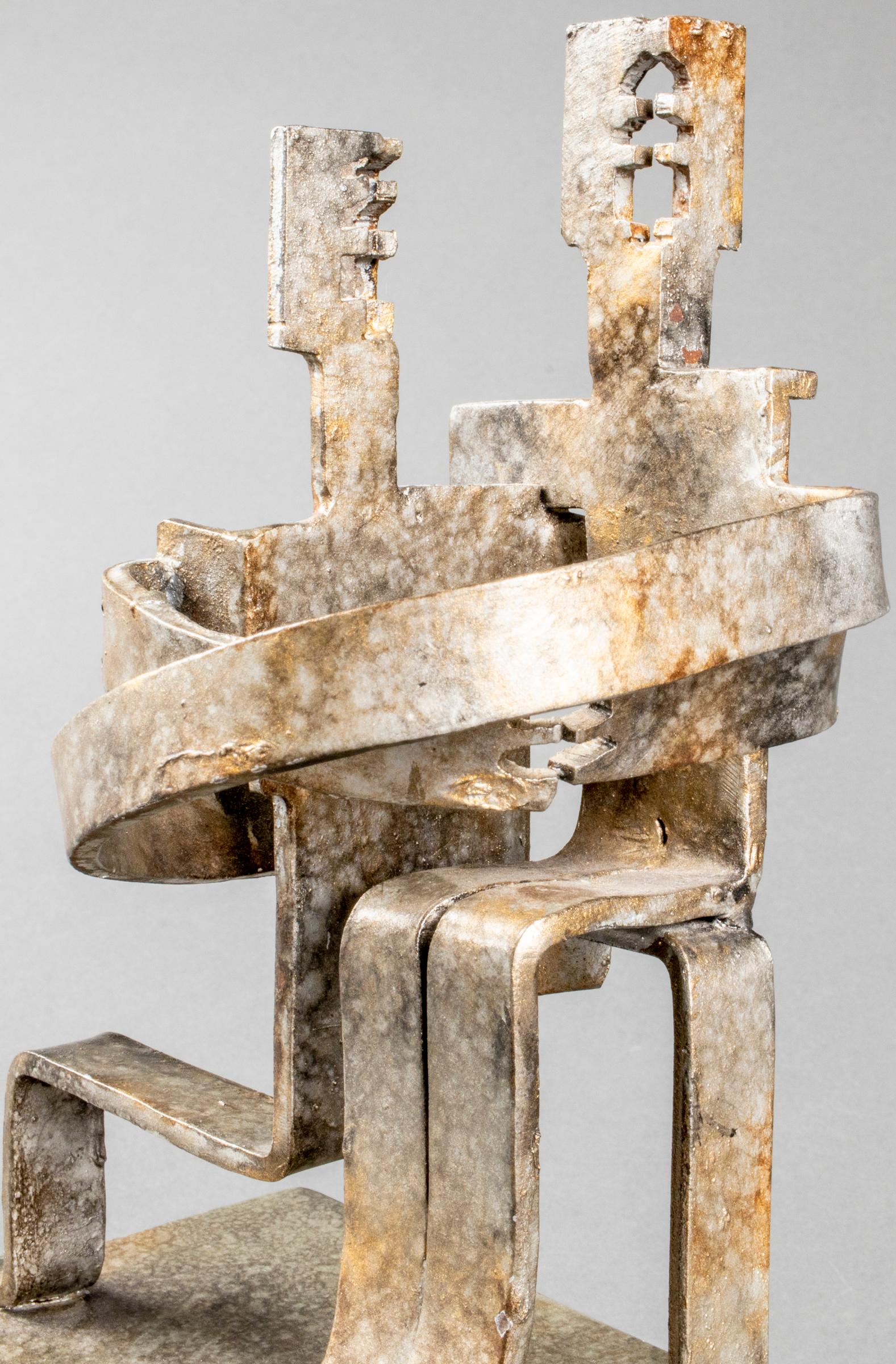 Brutalist Embracing Figures Modern Metal Sculpture 3