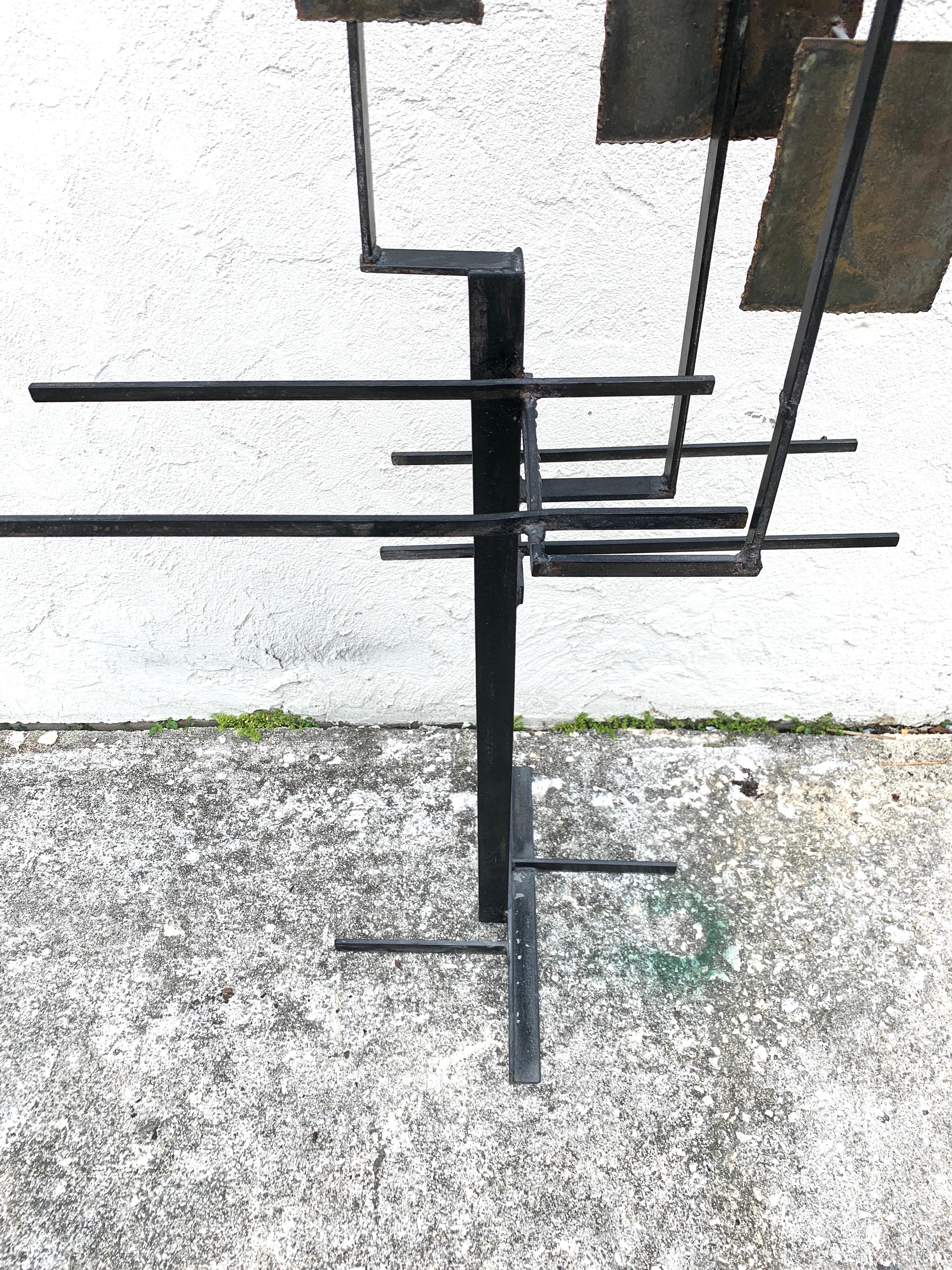 Brutalist Enamelled Iron Étagère in the Style of Paul Evans For Sale 4