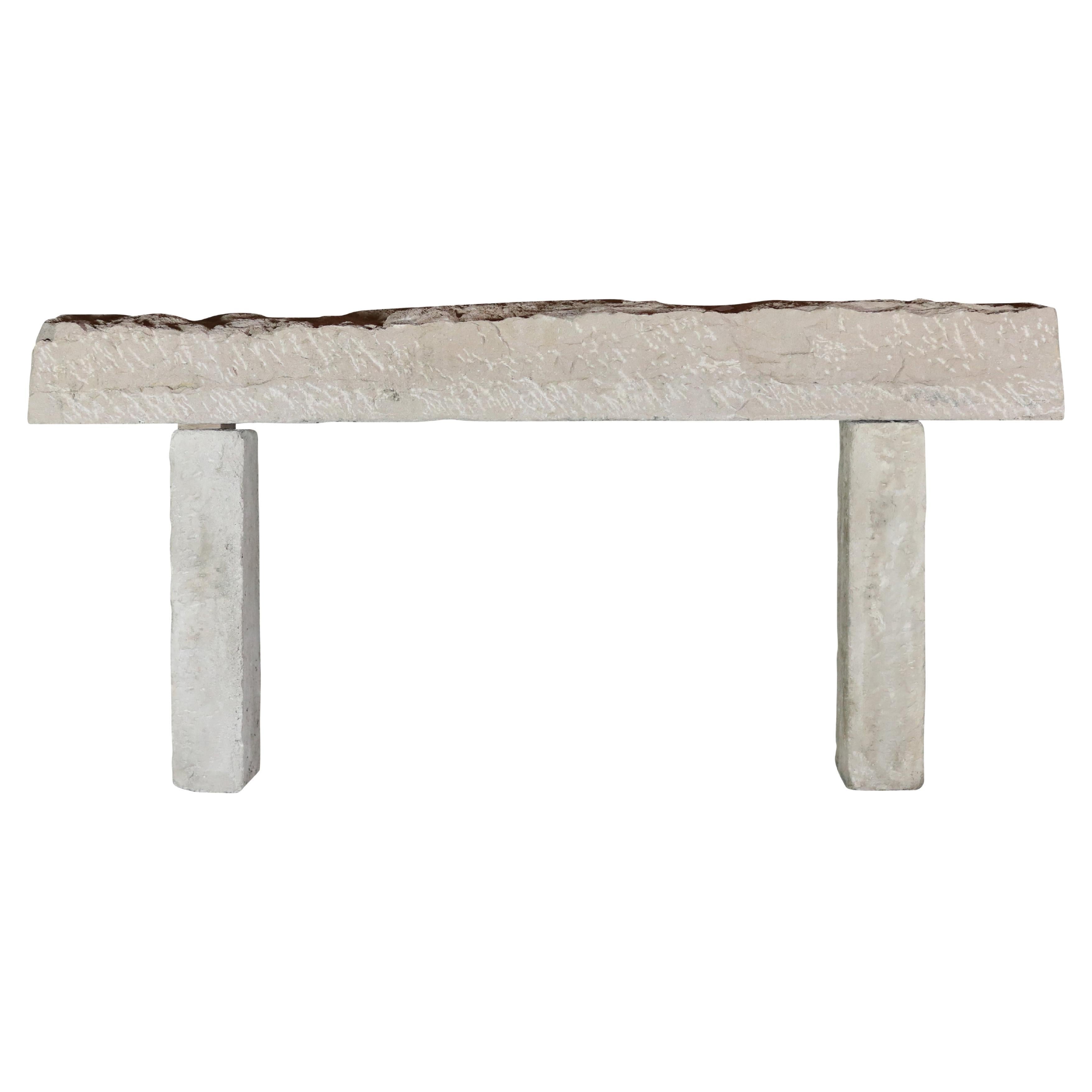 Brutalist Ensemble of Hard Limestone Blocks For Wabi-Sabi Fireplace For Sale