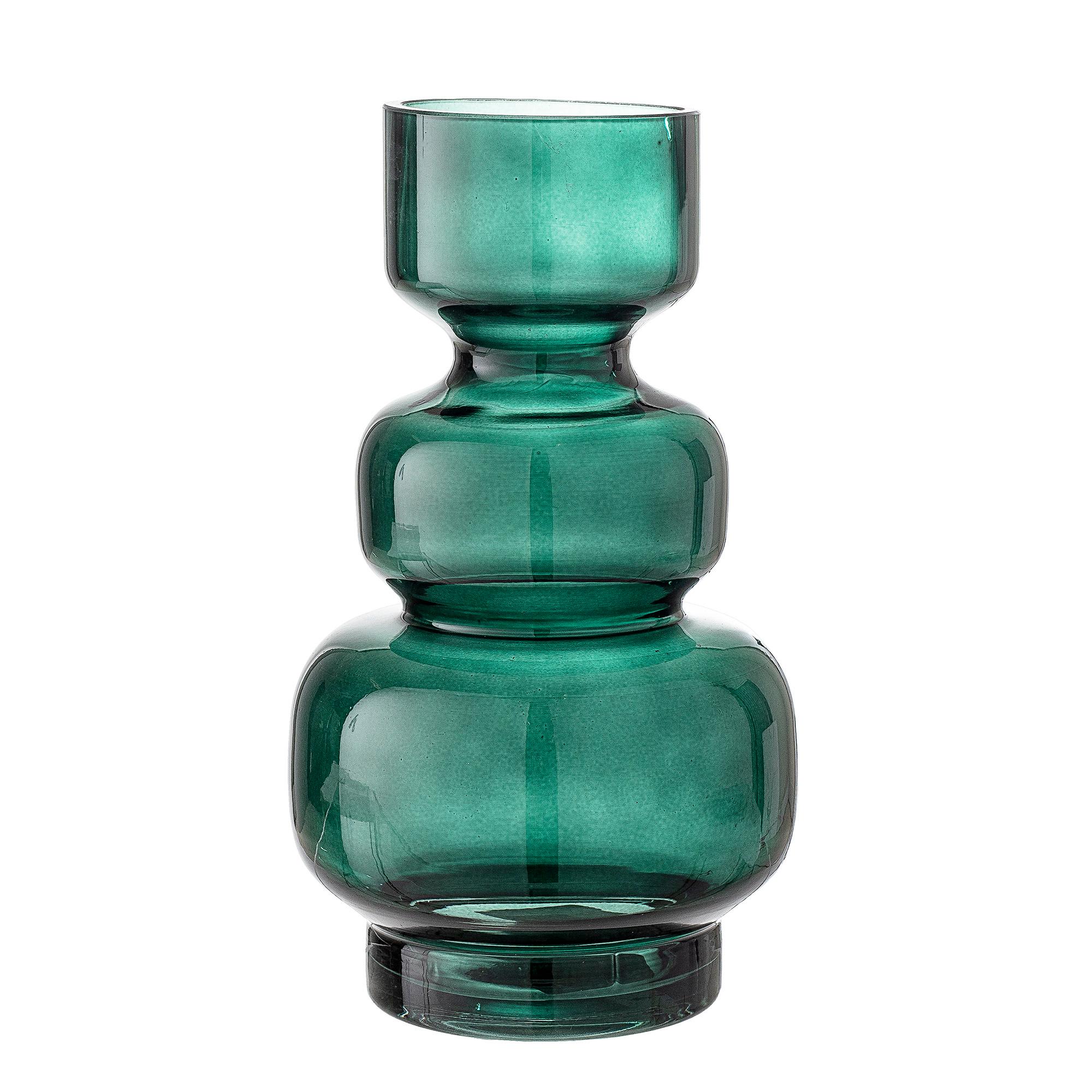 Cold-Painted Brutalist Era Style Green Colored Glass Vase, 21st Century