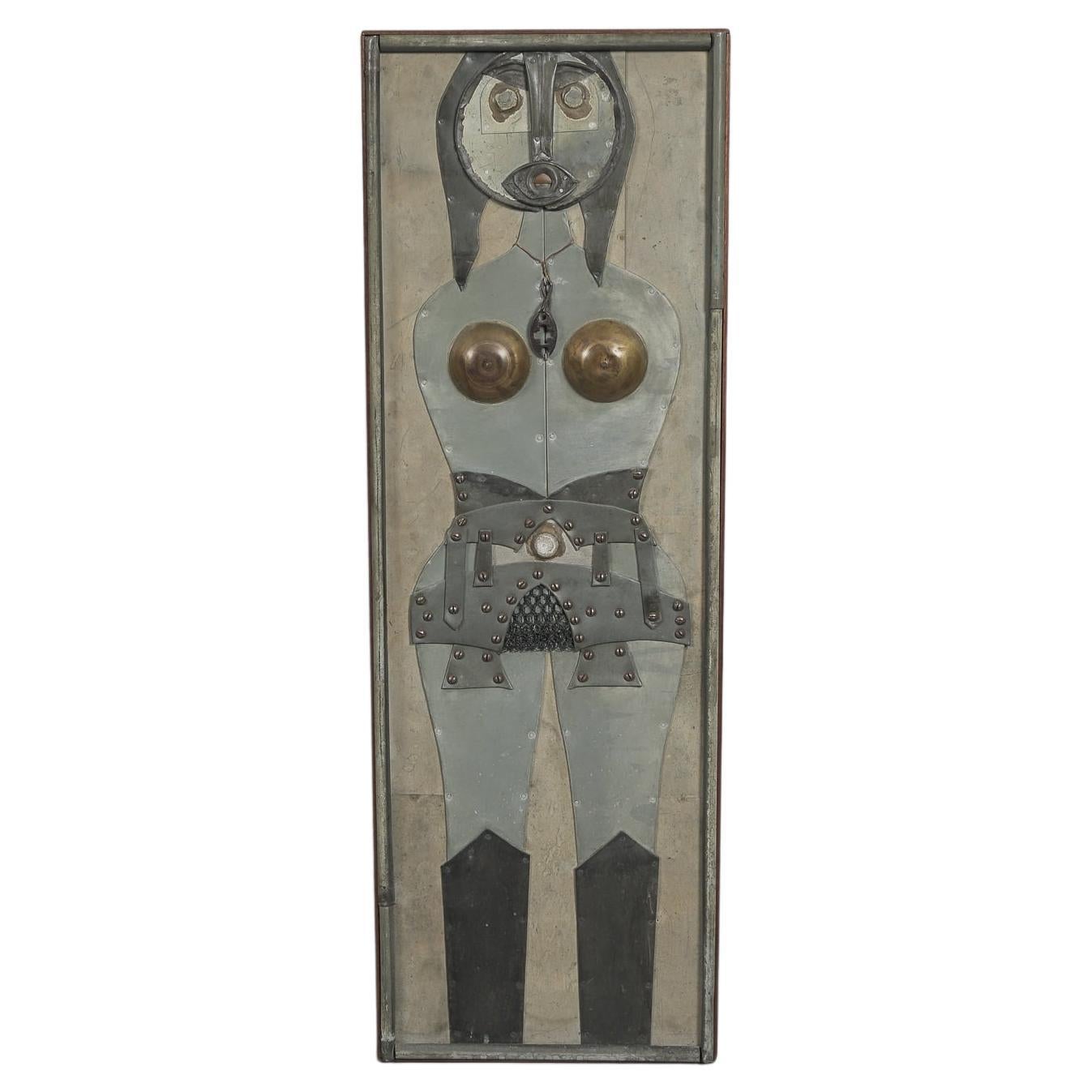 Brutalist Erotic 3D Wall Picture in Metal from the Artist F. Michel, 1973 For Sale