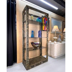 Brutalist Etagere Smoked Glass Display by Adrian Pearsall for Craft Associates