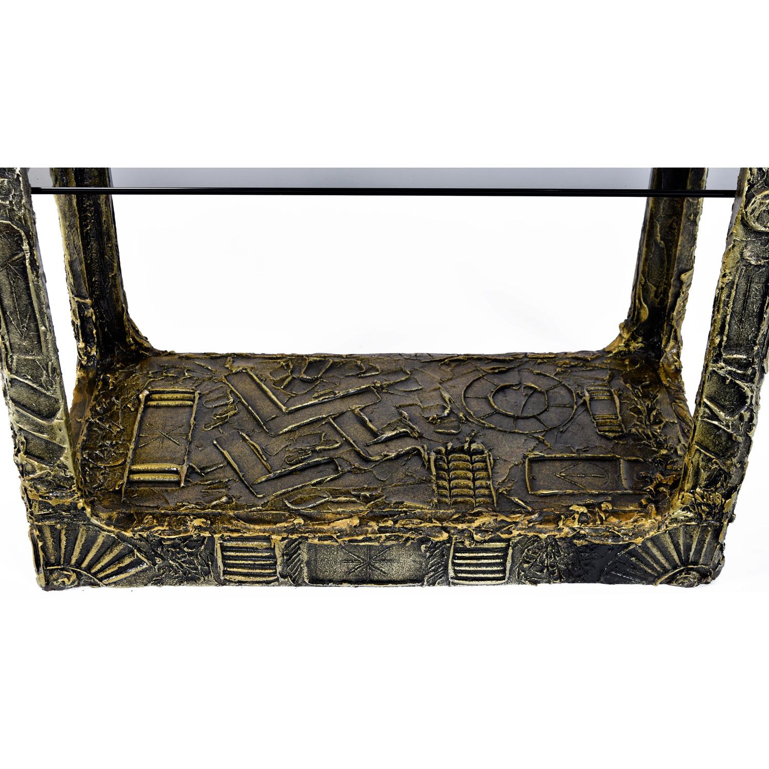 Resin Brutalist  Etagere Smoked Glass Display by Adrian Pearsall for Craft Associates For Sale