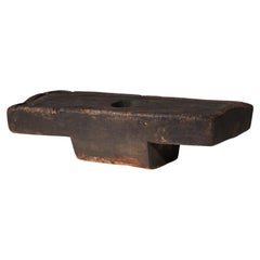 Vintage Brutalist ethnic mortar coffee table in solid wood 