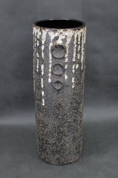 Brutalist European Ceramic Vase with Textured Lava Surface, 1970s