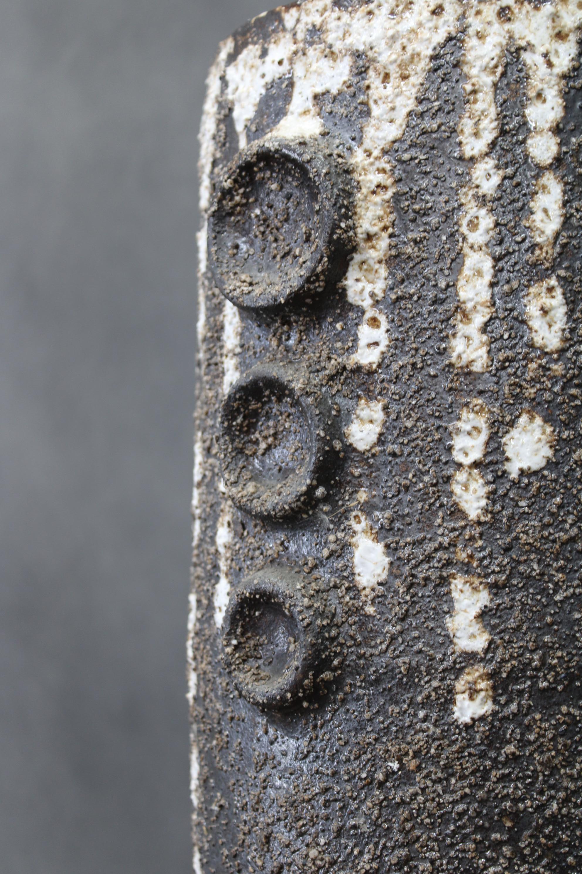 Fine XX secolo Brutalist European Ceramic Vase with Textured Lava Surface, 1970s in vendita