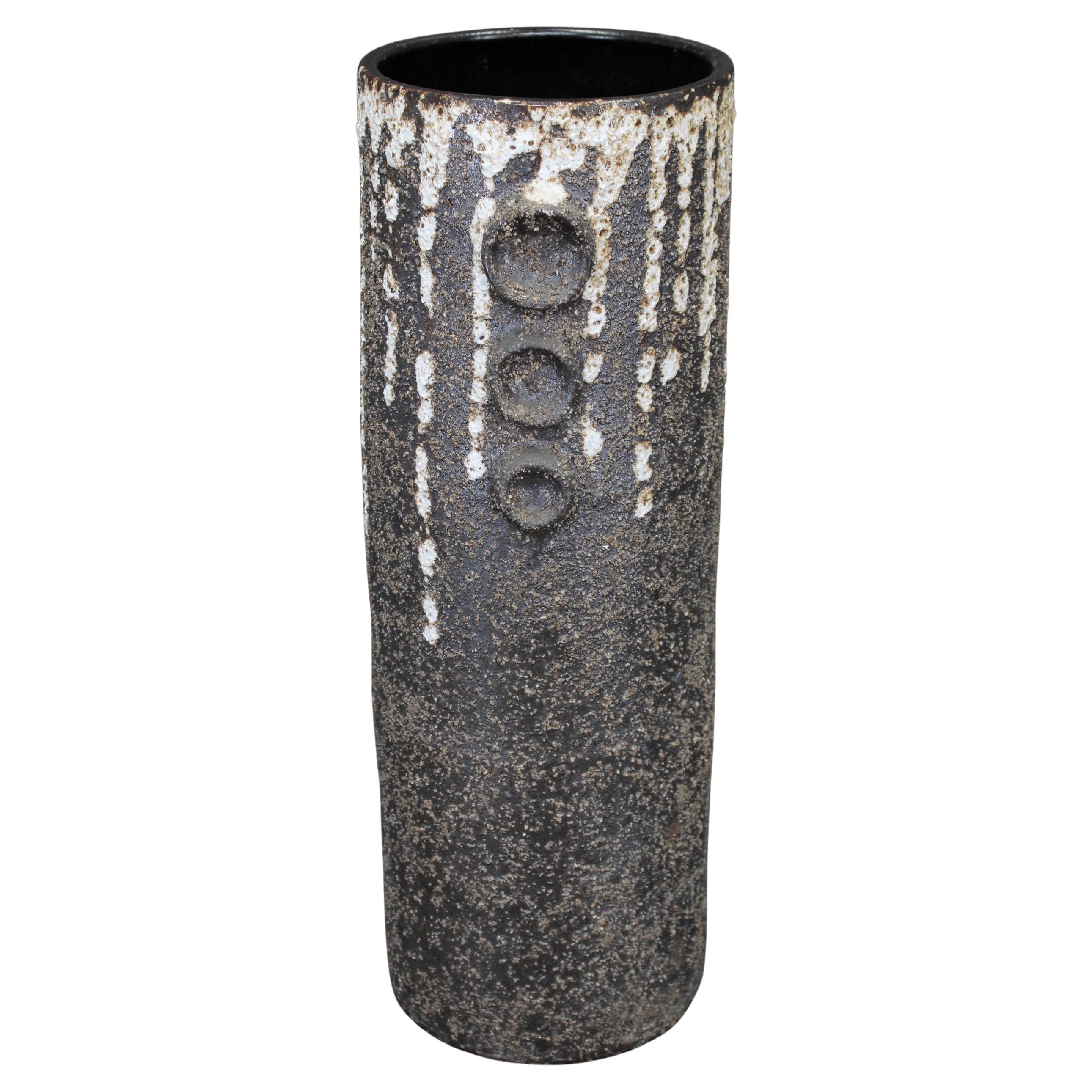 Brutalist European Ceramic Vase with Textured Lava Surface, 1970s