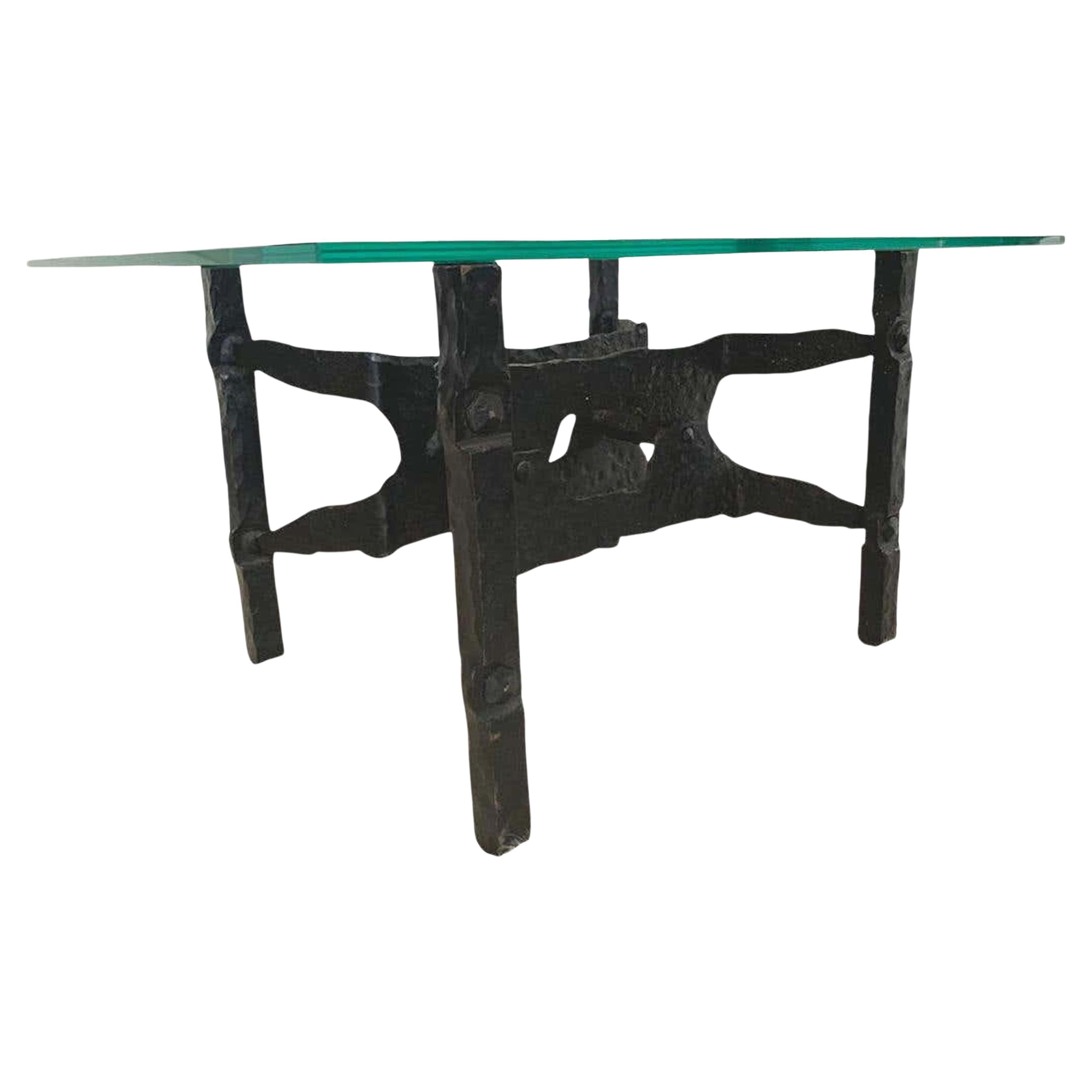 Custom Glass Top Coffee Table on 19th C. European Natural Wood Tree