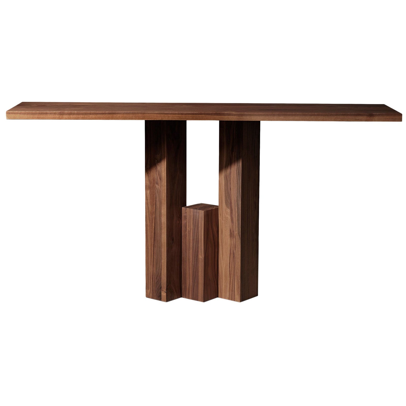 Brutalist European Warm Brown Oak Console - Fenestra by Mokko For Sale
