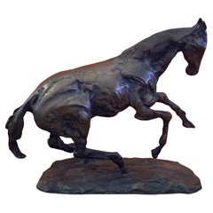 Brutalist Expressionist Horse Sculpture, Signed JC with Copyright Mark, 1980s