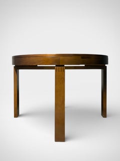 Brutalist Extendable Round Dining Table, 1960s