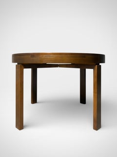 Brutalist Extendable Round Dining Table, 1960s