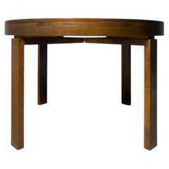 Brutalist Extendable Round Dining Table, 1960s
