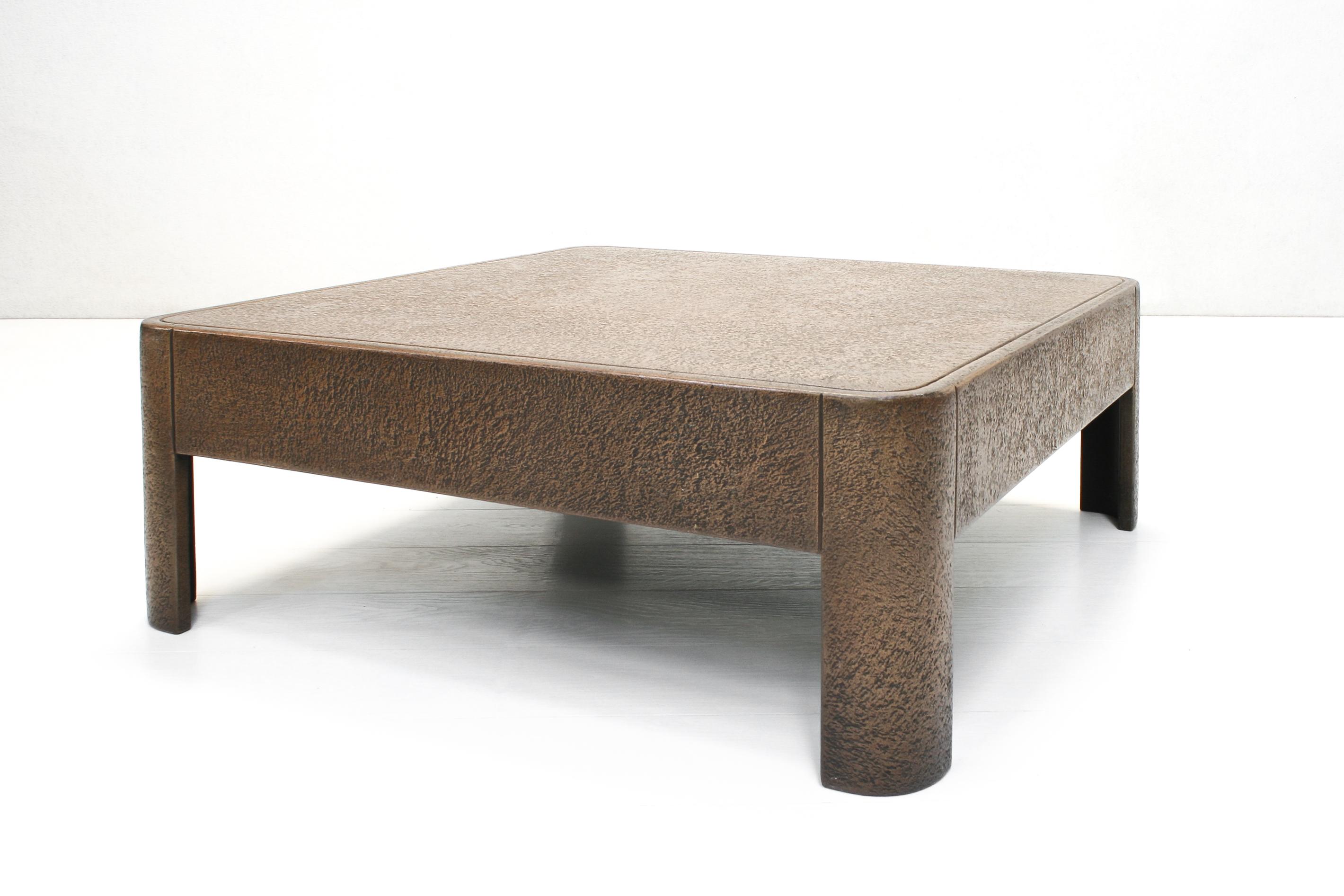 European Brutalist Faux Bronze Square Coffee Table, 1960s For Sale