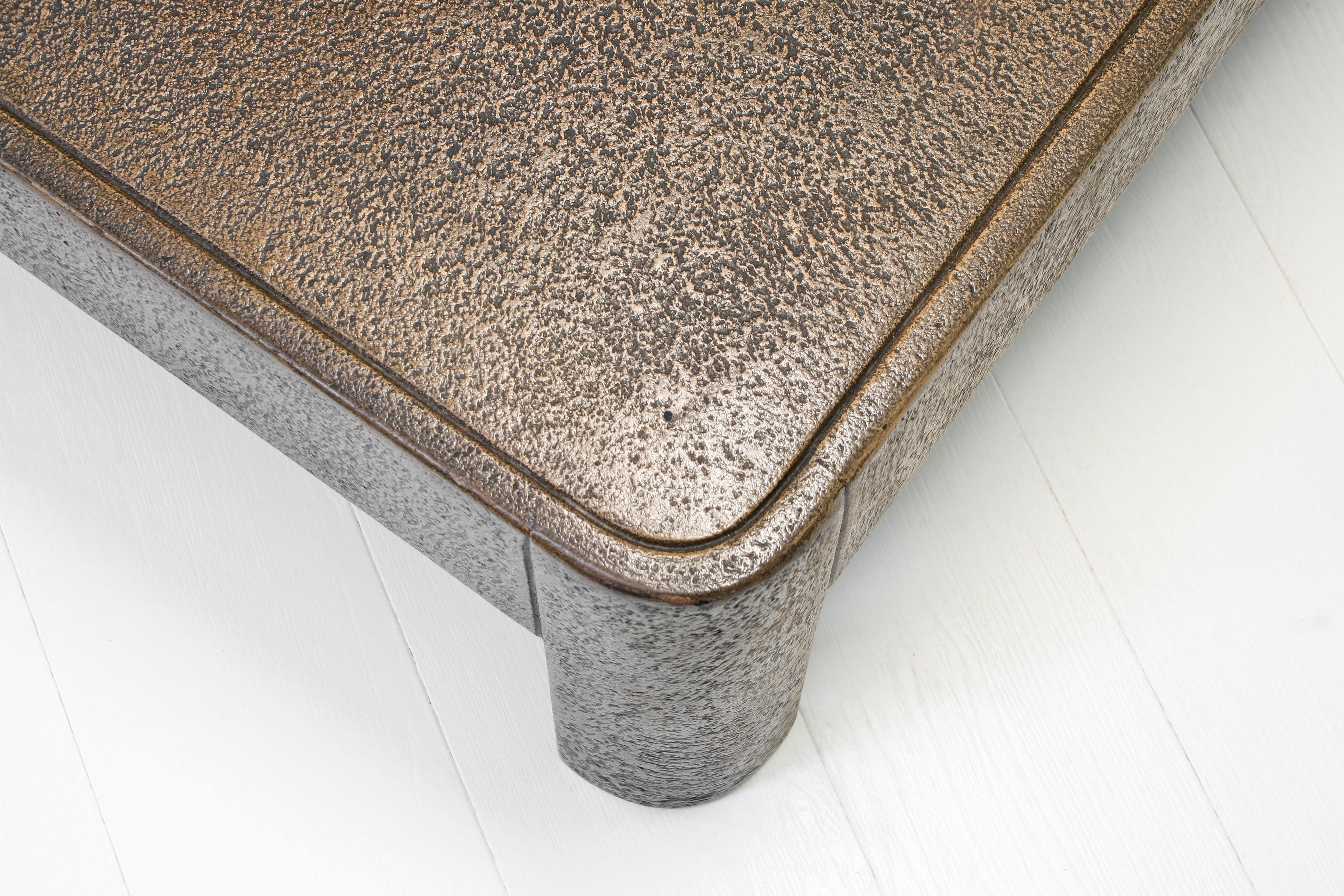 Patinated Brutalist Faux Bronze Square Coffee Table, 1960s For Sale