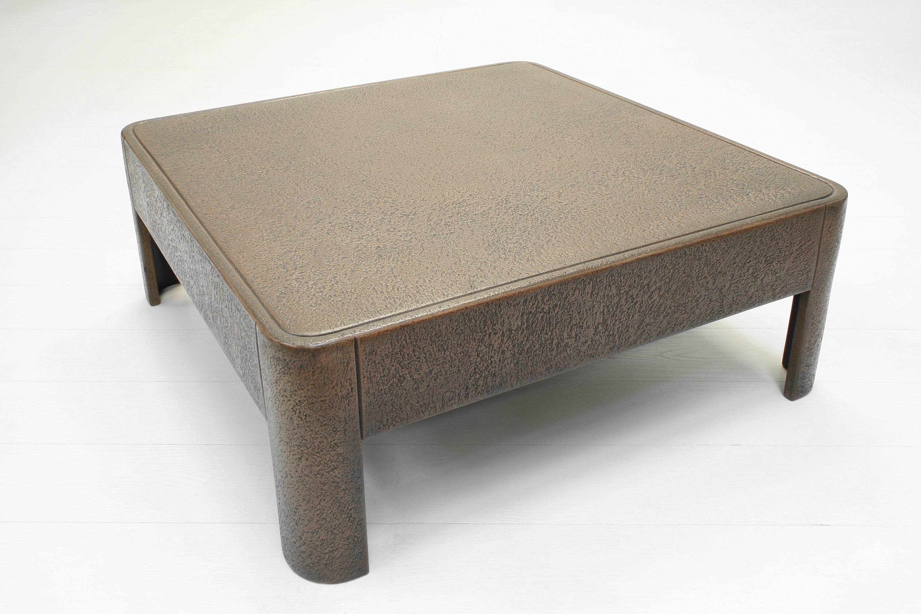 20th Century Brutalist Faux Bronze Square Coffee Table, 1960s For Sale