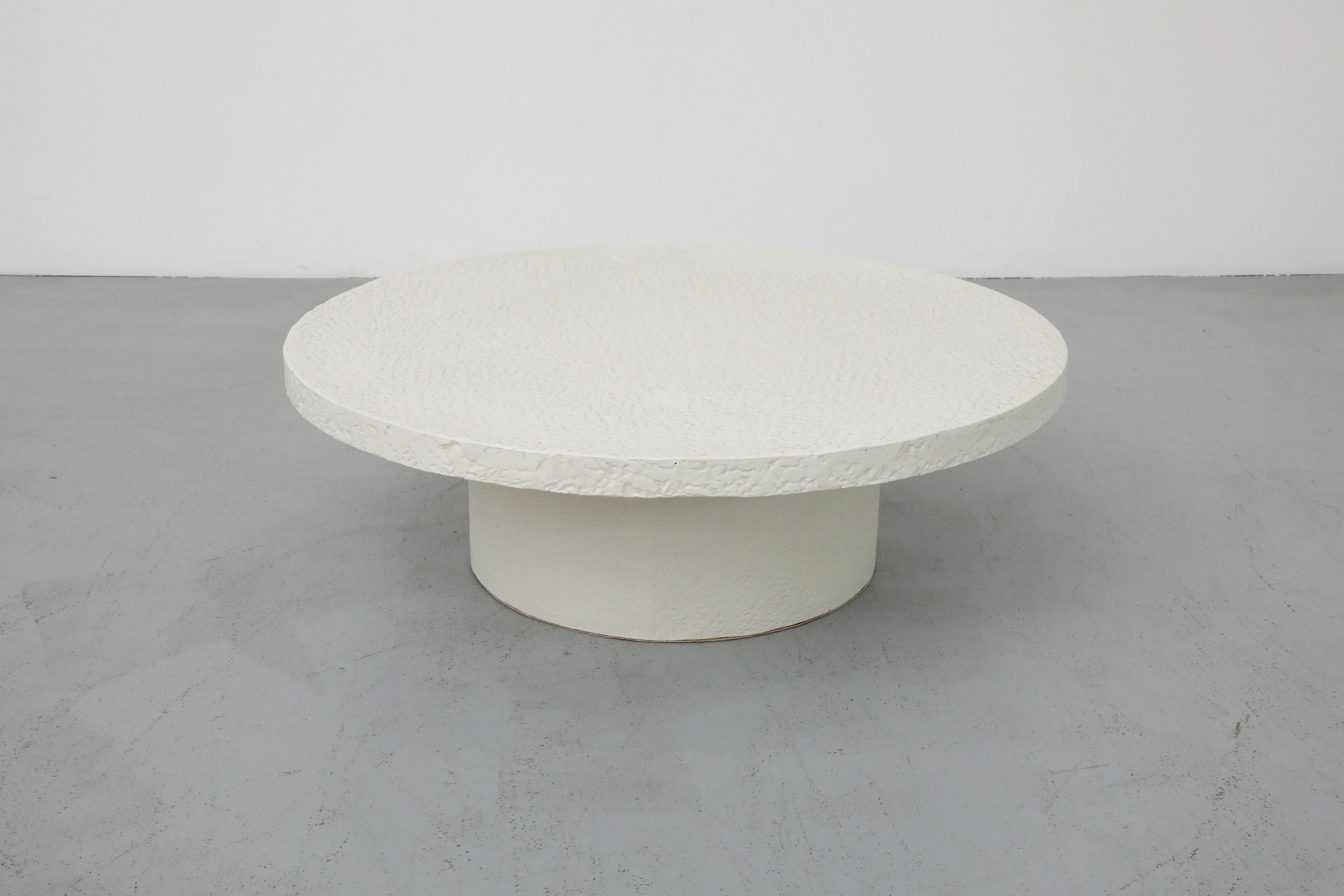 Mid-Century, Brutalist, Faux Lava Stone, Round Coffee Table with Pedestal Base For Sale 4