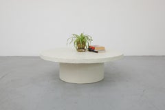 Mid-Century, Brutalist, Faux Lava Stone, Round Coffee Table with Pedestal Base
