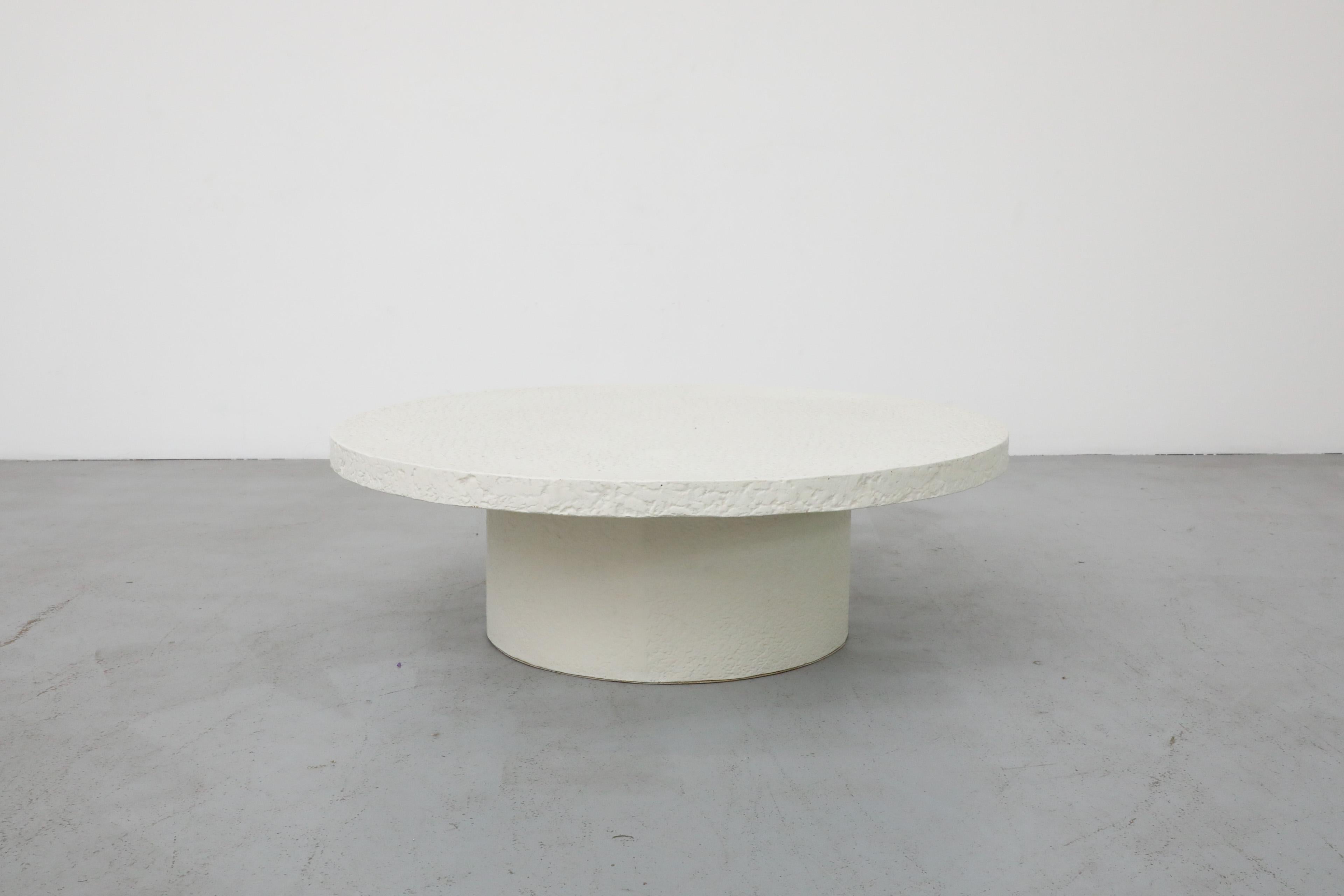 Mid-Century Modern Mid-Century, Brutalist, Faux Lava Stone, Round Coffee Table with Pedestal Base For Sale