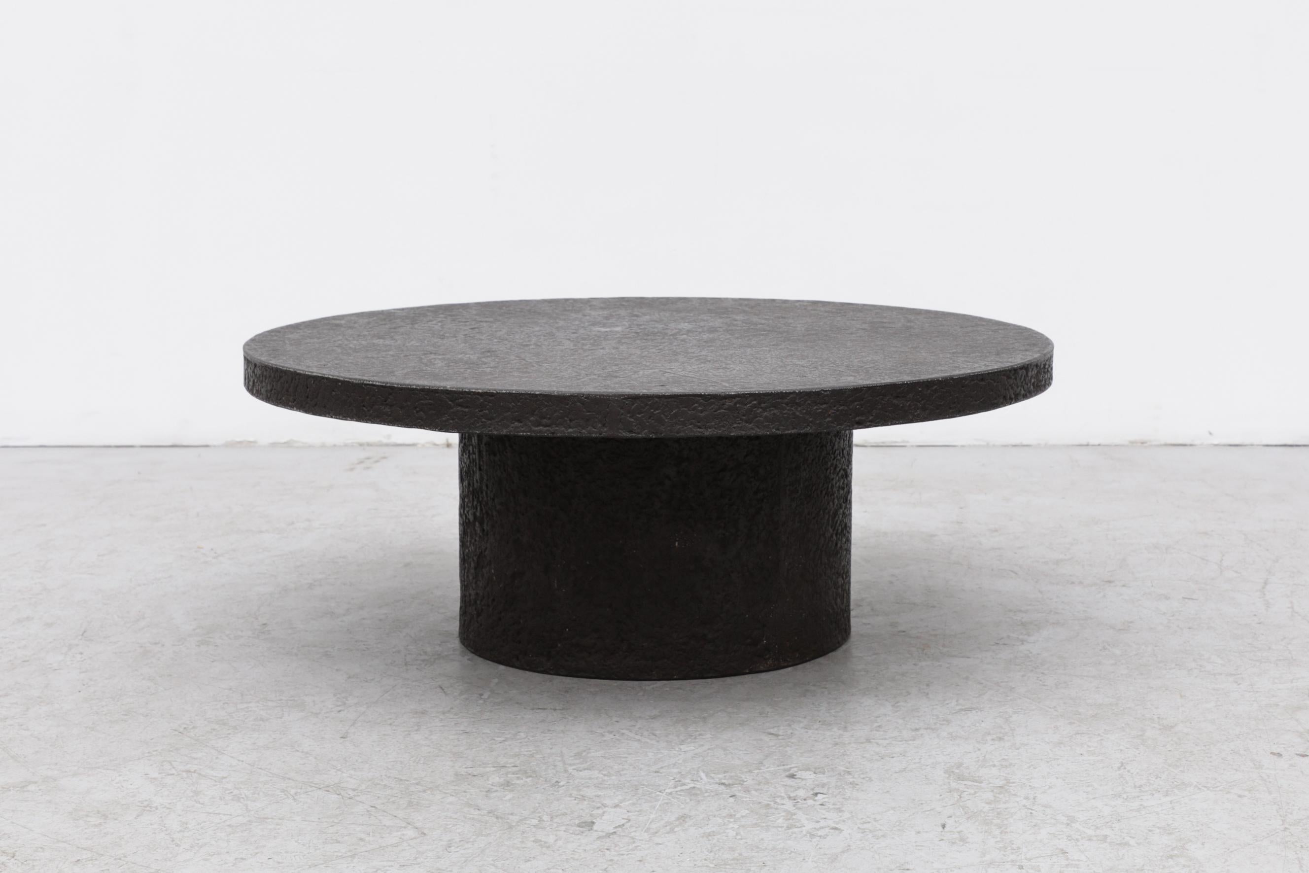 Mid-Century Modern Brutalist Faux Lava Stone Coffee Table with Pedestal Base