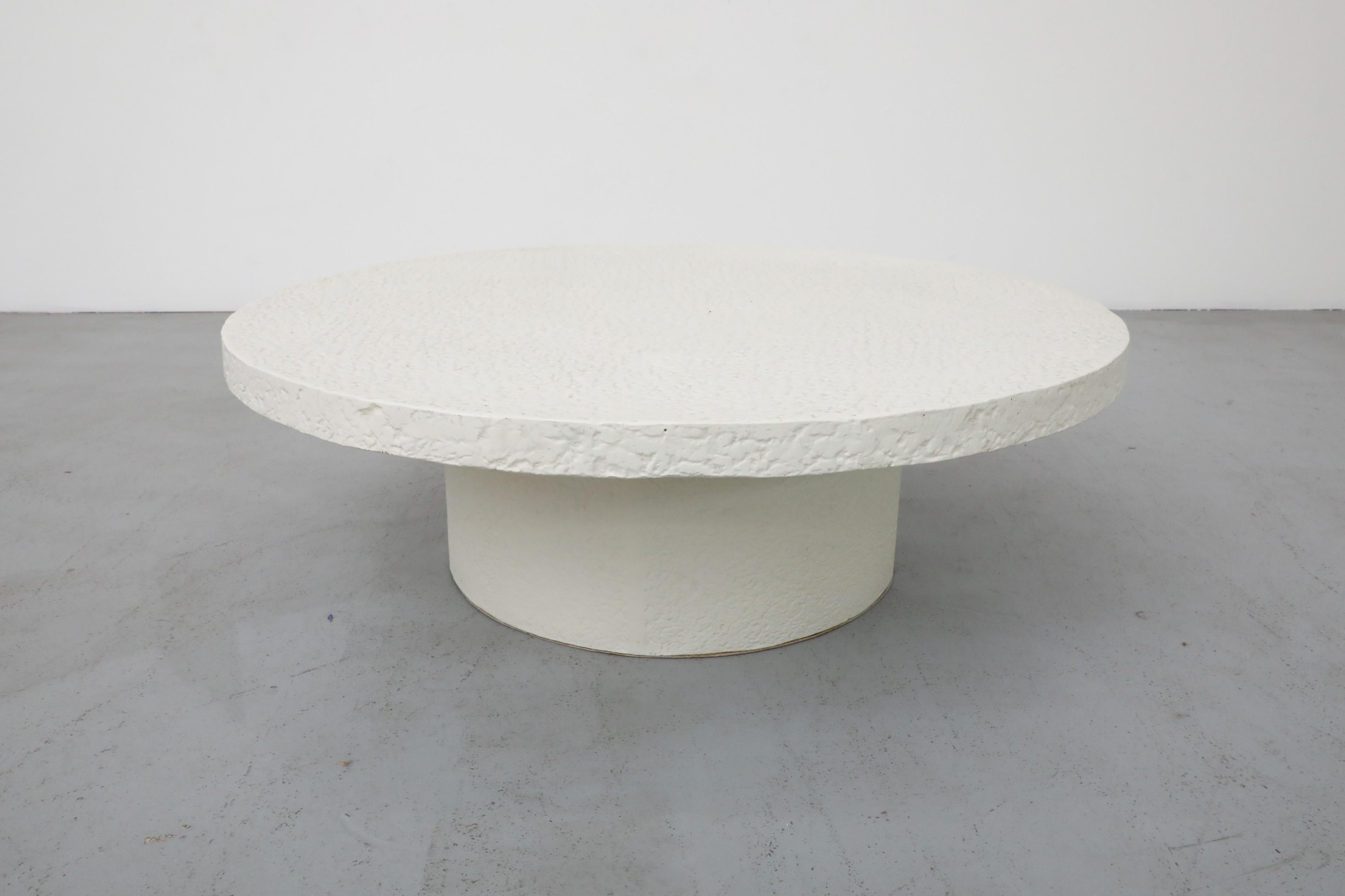 Dutch Mid-Century, Brutalist, Faux Lava Stone, Round Coffee Table with Pedestal Base For Sale
