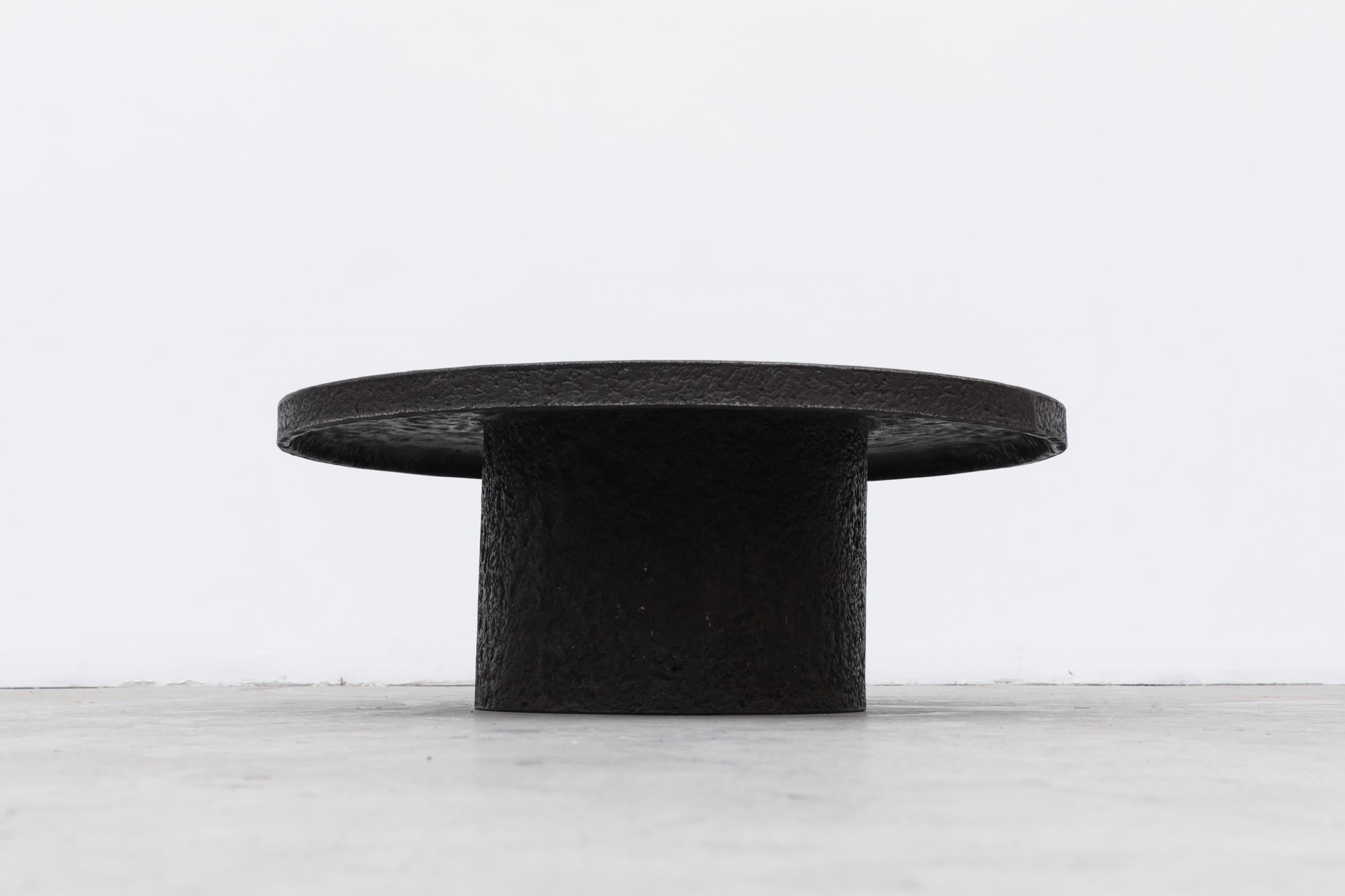 Brutalist Faux Lava Stone Coffee Table with Pedestal Base In Good Condition In Los Angeles, CA